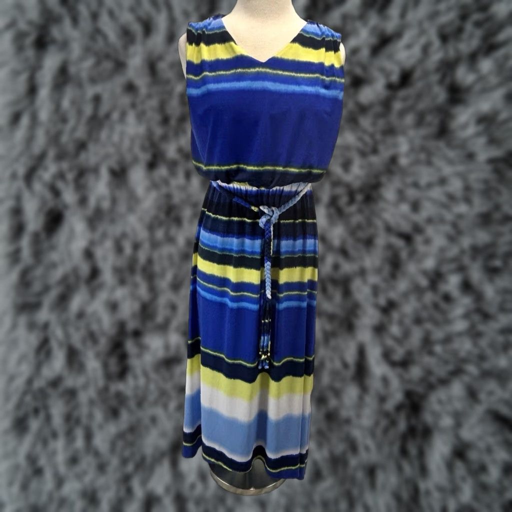 Vintage VINTAGE Chico's Women's Maxi Dress Sleeveless Belted Blue Casual Summer Spring Fall M Size M / US 6-8 / IT 42-44 - 1 Thumbnail