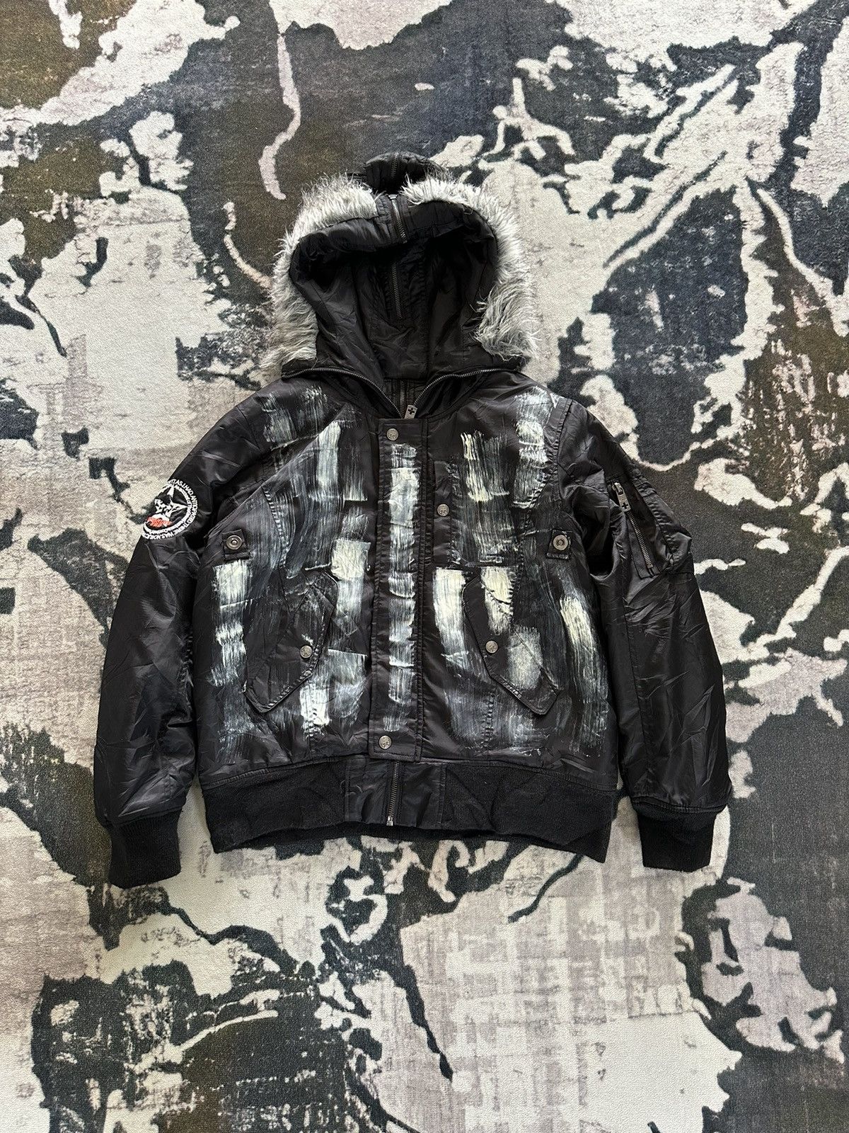 image of Berning Sho Punk Bomber Zipper Jacket in Black, Men's (Size Medium)