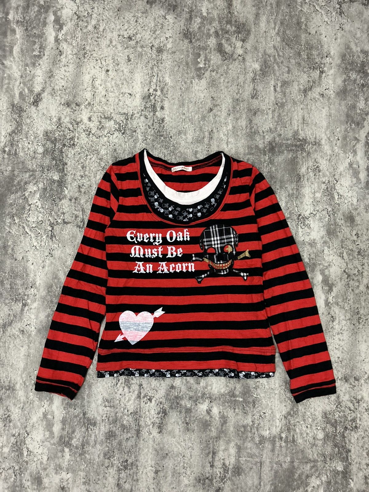 14th Addiction × Hysteric Glamour × If Six Was Nine Sucure Pomme Skull Red Stripe Black Long Shirt Size US XS / EU 42 / 0 - 1 Thumbnail