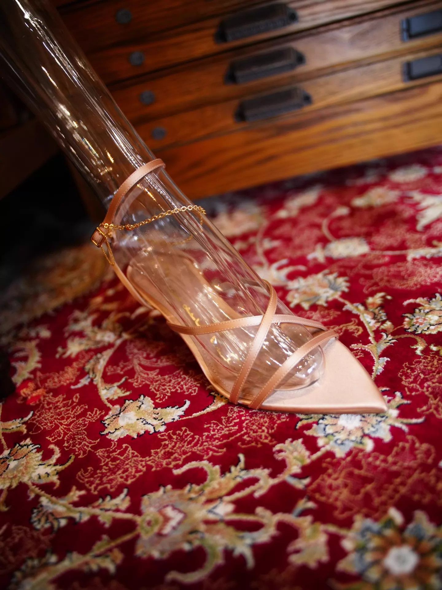 Oscar De La Renta Oscar de la Renta Nude Pink Satin Chain Heels EU 37 New Size US 6.5 / IT 36.5 - 8 Thumbnail