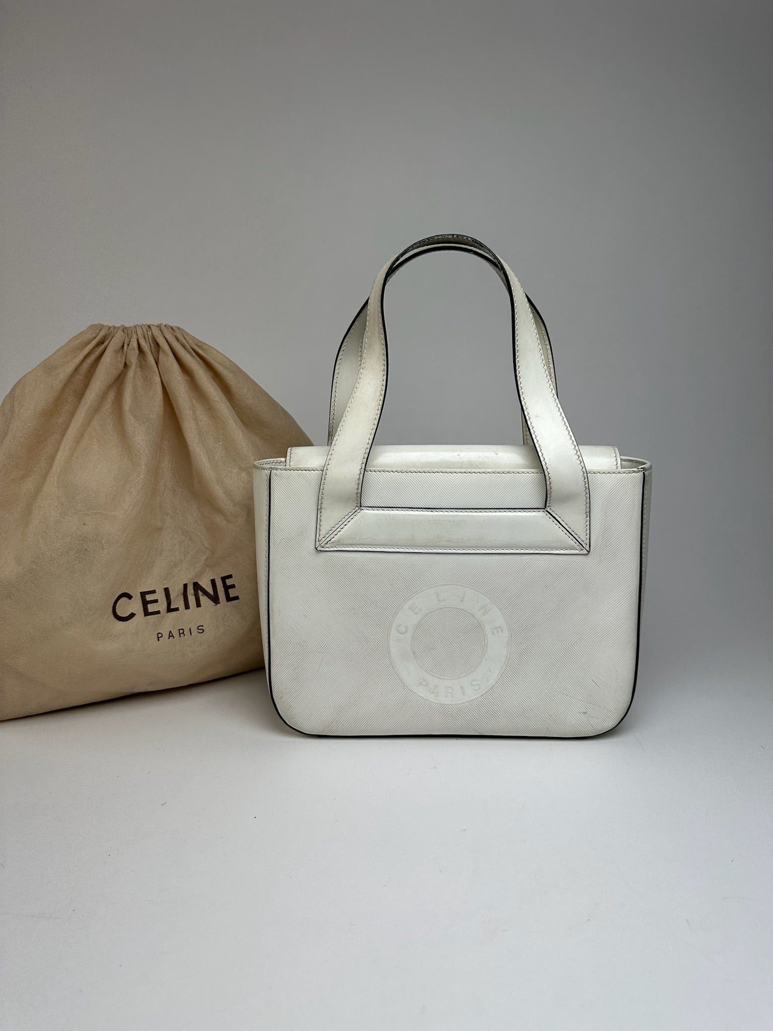Celine Vintage Paris Leather cotton Handbag white Size ONE SIZE - 1 Thumbnail