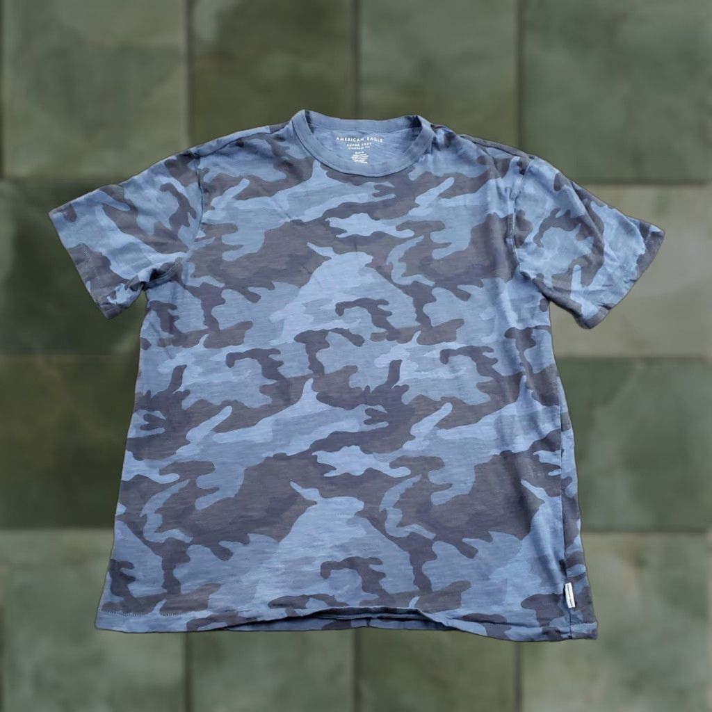 American Eagle Outfitters VINTAGE American Eagle Outfitters Shirt Mens Medium Blue Camo Camouflage Short Sleeve Crew Neck Standard Fit All Seasons Cotton T-Shirt Mens Womens? Size US M / EU 48-50 / 2 - 1 Thumbnail