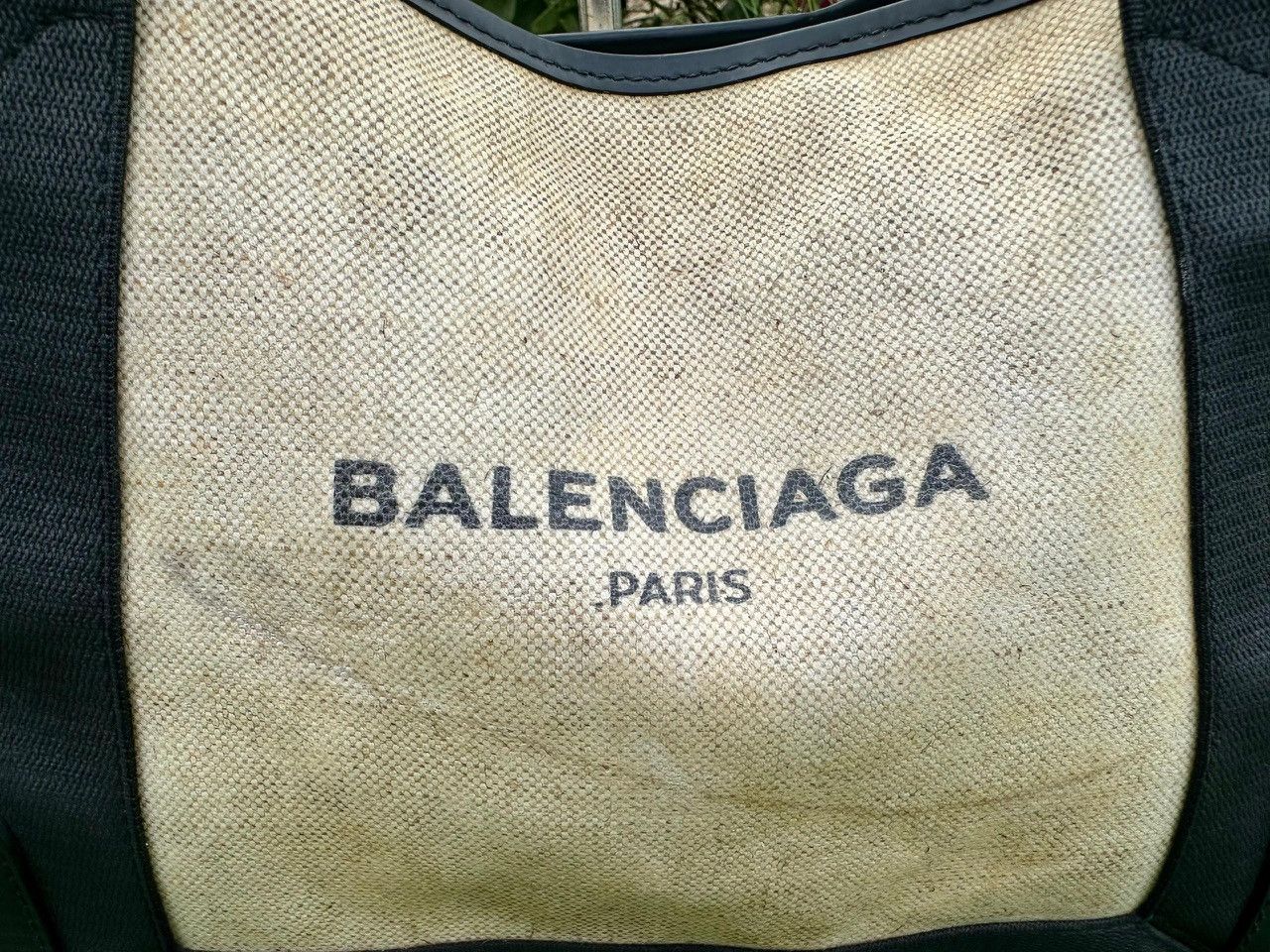Balenciaga Authentic Balenciaga Navy Cabas Small in Beige Tote Bag Size ONE SIZE - 7 Thumbnail