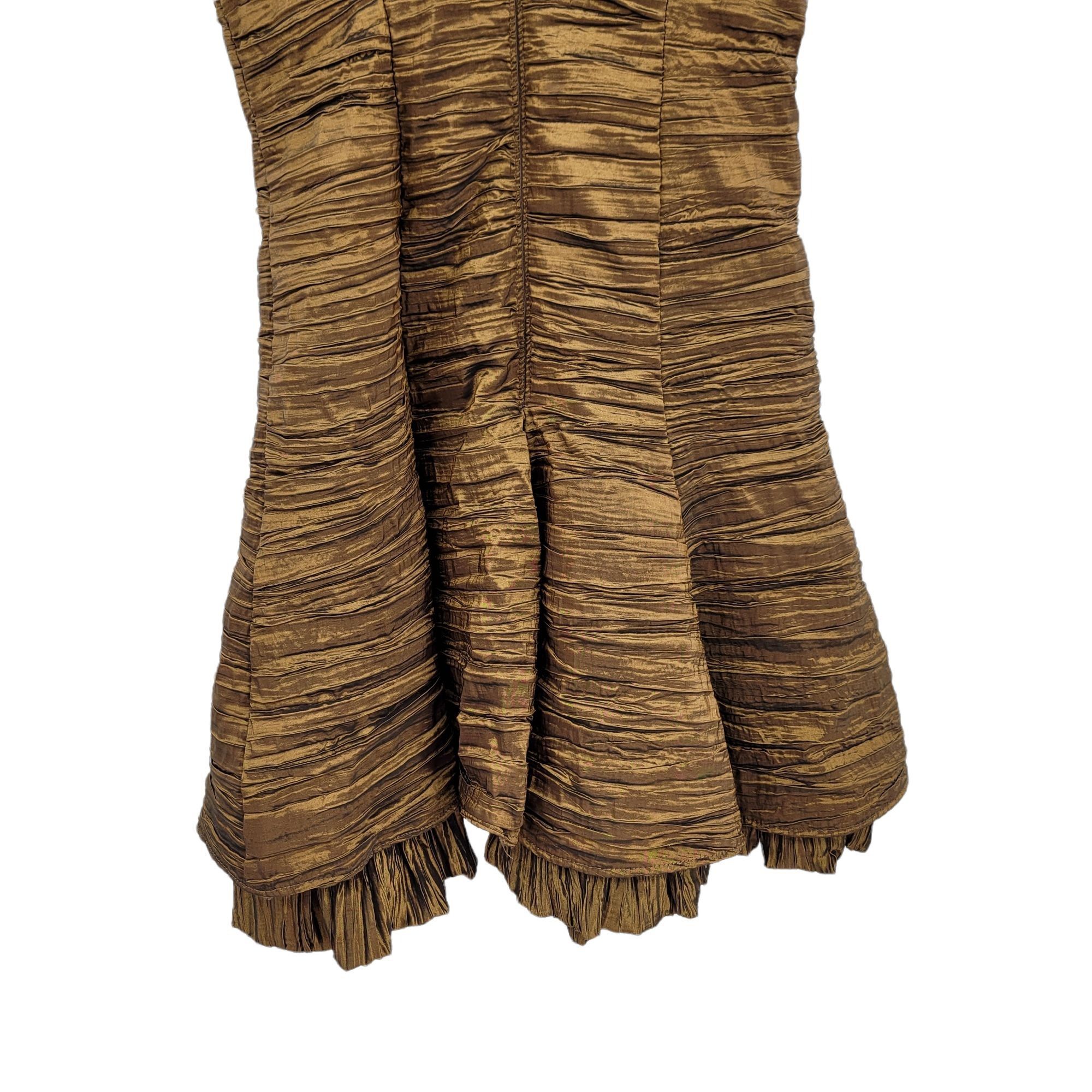 Jessica McClintock Vtg Cocktail Dress Sz 4 Artsy Metallic Bronze Textured Tier Size S / US 4 / IT 40 - 9 Thumbnail