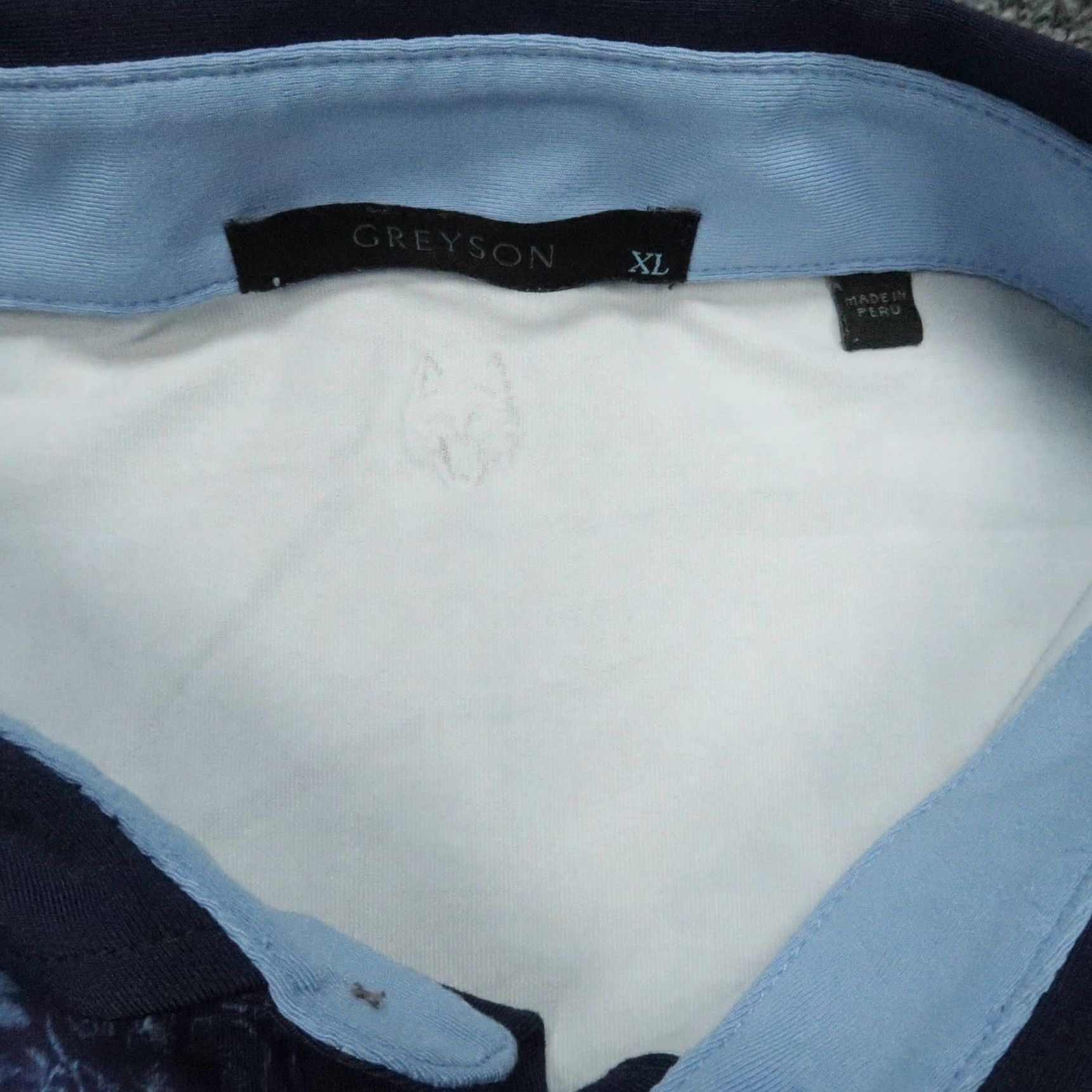 Vintage Greyson Polo Shirt Mens Extra Large Blue Pattern Golf Wolf Crest Size US XL / EU 56 / 4 - 3 Thumbnail