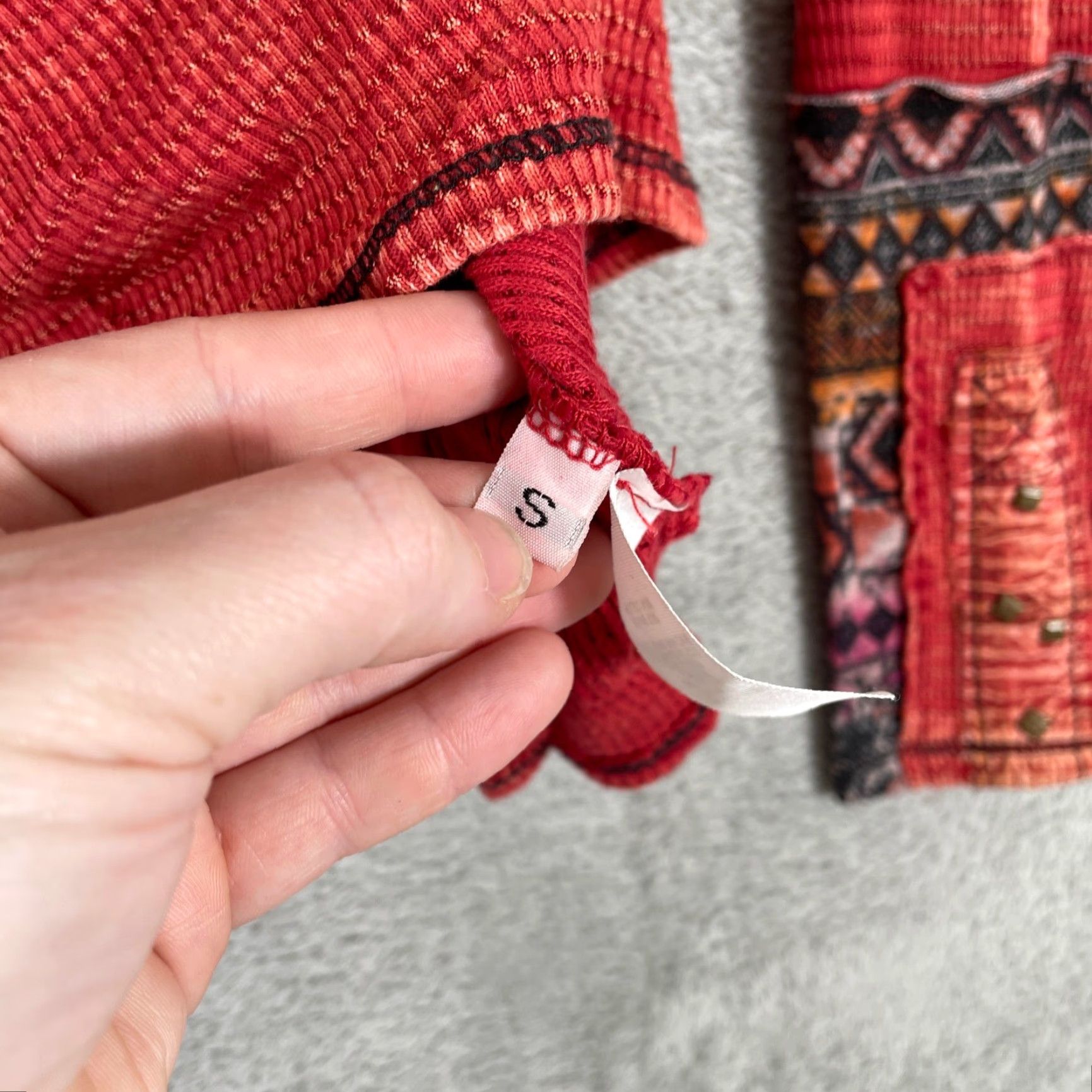 Vintage VINTAGE Americanable Thermal Shirt Womens S Red Waffle Knit Boho Southwestern Hippie Size S / US 4 / IT 40 - 6 Thumbnail