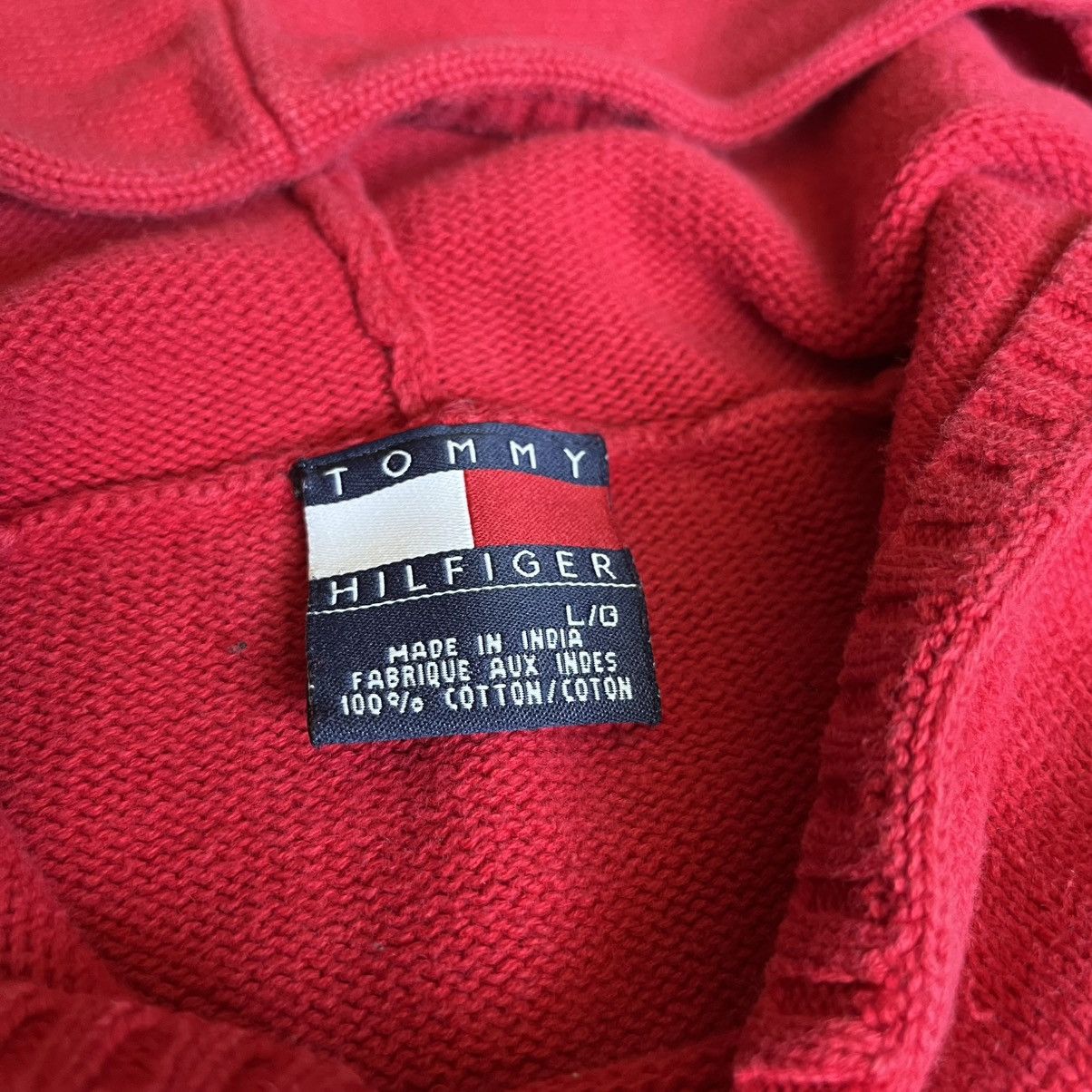Tommy Hilfiger × Vintage Vintage 1990s Tommy Hilfiger Embroidered Logo Sweater Hoodie Size US L / EU 52-54 / 3 - 5 Thumbnail