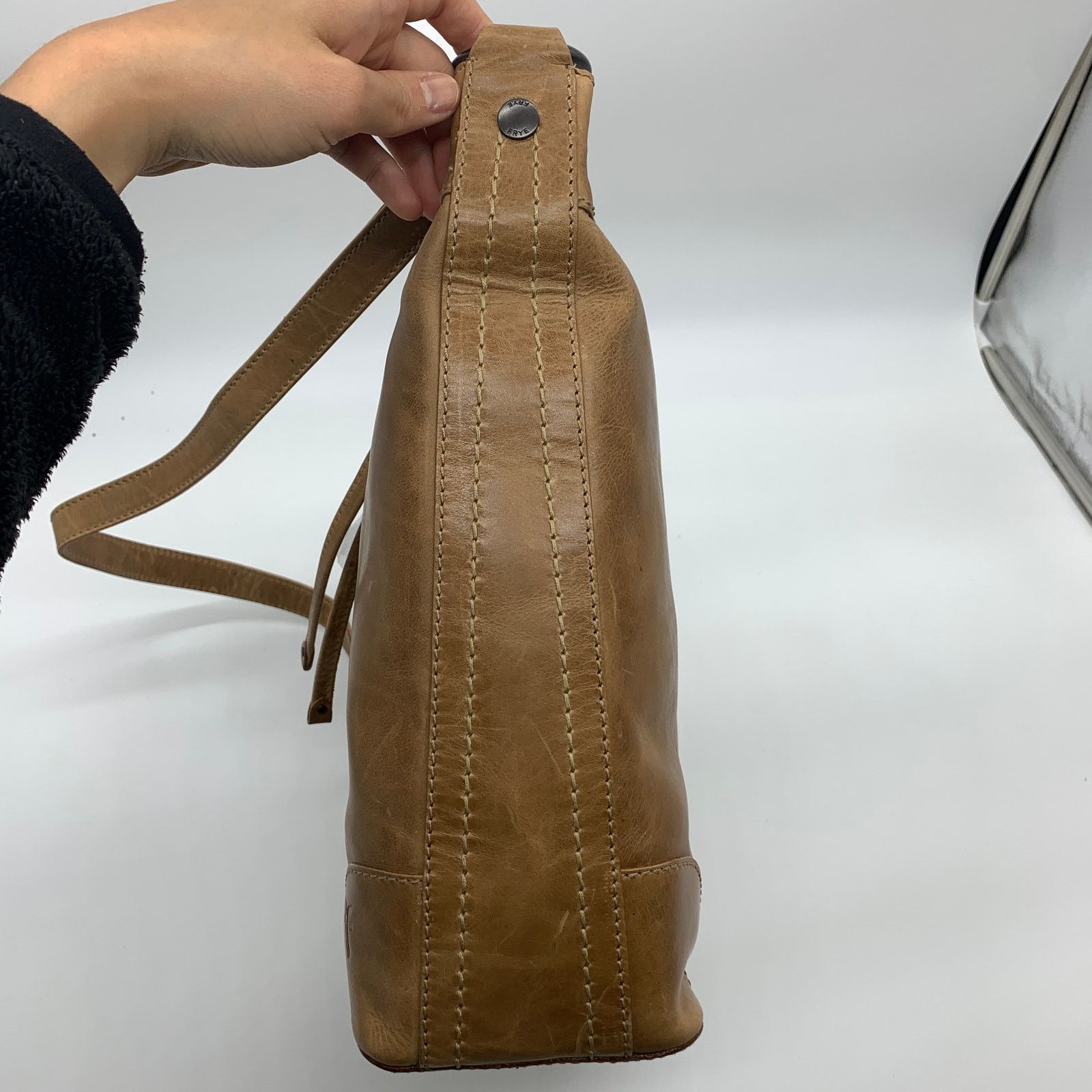 Frye Frye Leather Handbags Melissa Drawstring Hobo Bag Brown Size ONE SIZE - 19 Thumbnail