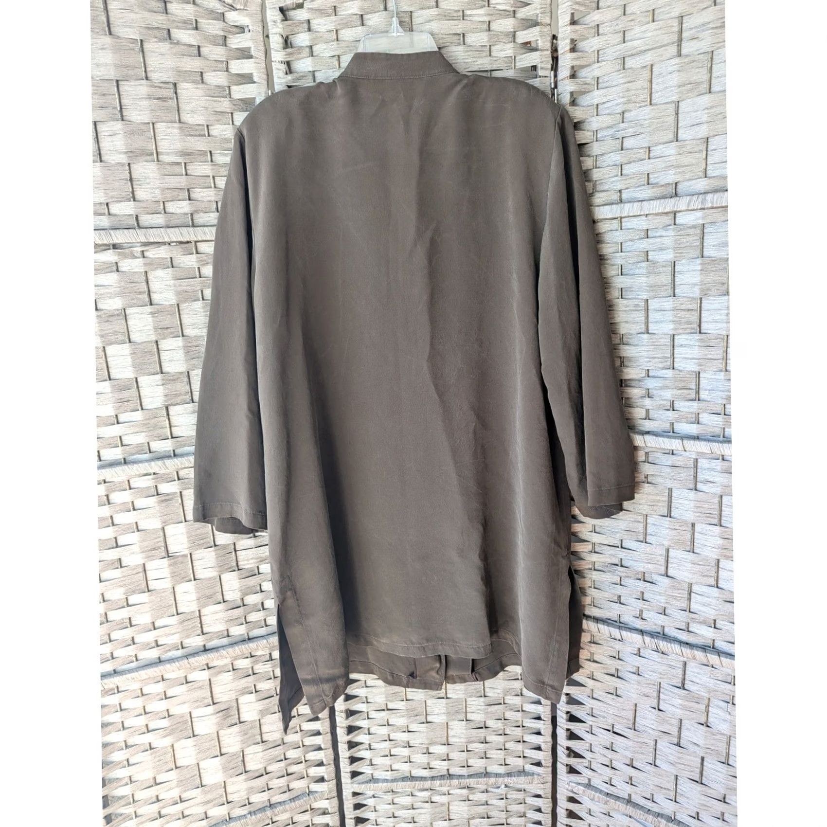 Vintage Louben Brown Button Front Tunic Blouse Split Collar Womens Sz 20 Made in Canada Size 3XL / US 20-22 - 3 Thumbnail