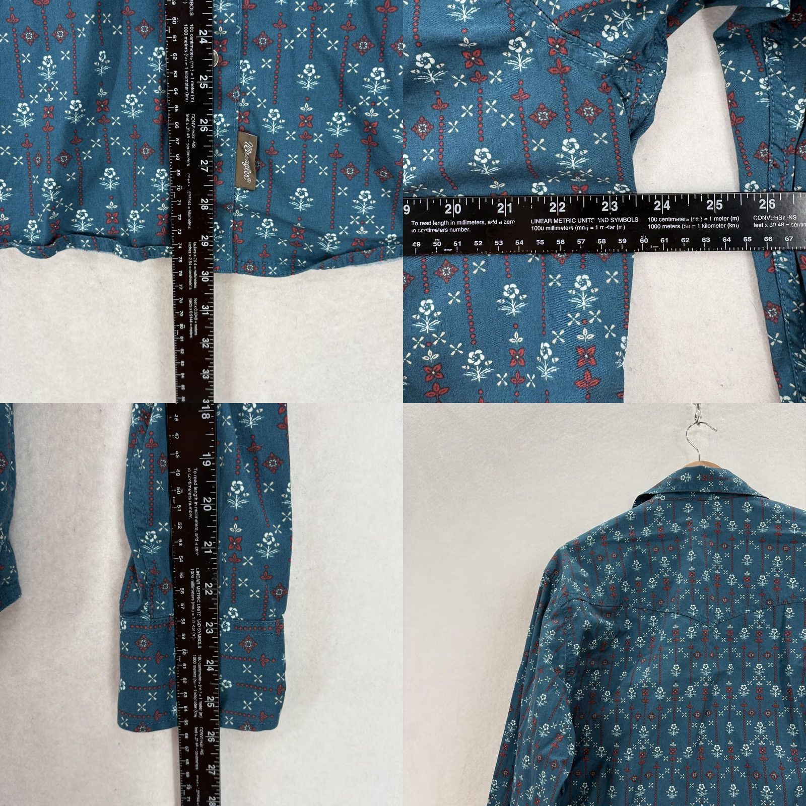 Wrangler Wrangler Retro Shirt Mens Large Blue Floral Long Sleeve Snap Up Western Cowboy Size US L / EU 52-54 / 3 - 8 Thumbnail