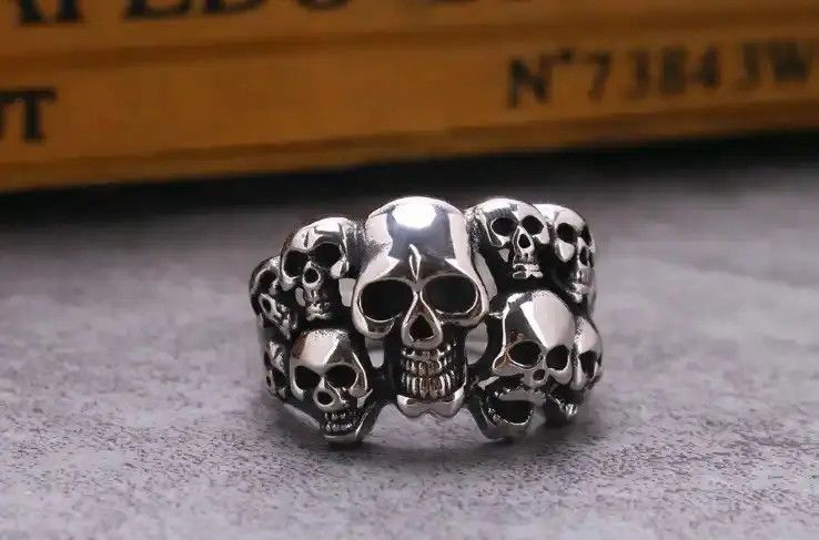 Jewelry Multiple Skeleton Skull Man Rings Grunge Rock Ghost Size ONE SIZE - 1 Thumbnail