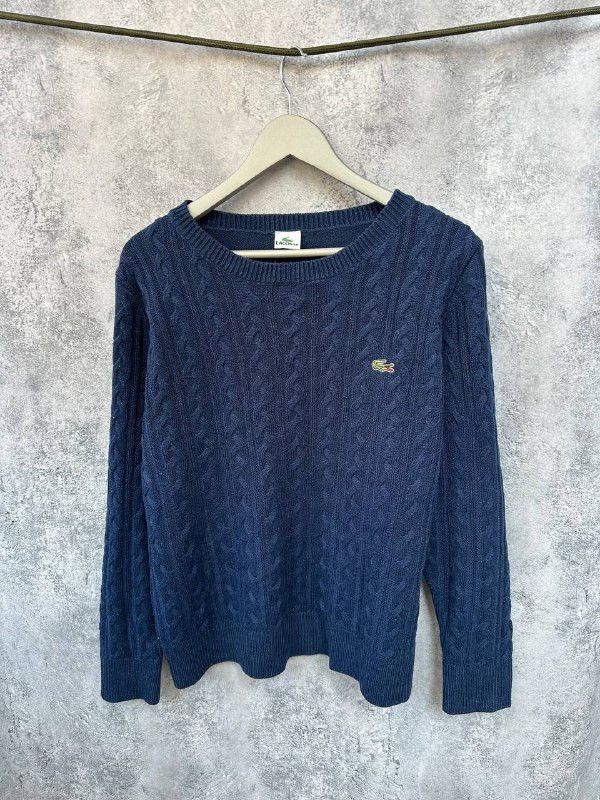 Lacoste Lacoste Cable Knit Acrylic Sweater Navy Old Money Vintage Size US L / EU 52-54 / 3 - 2 Thumbnail
