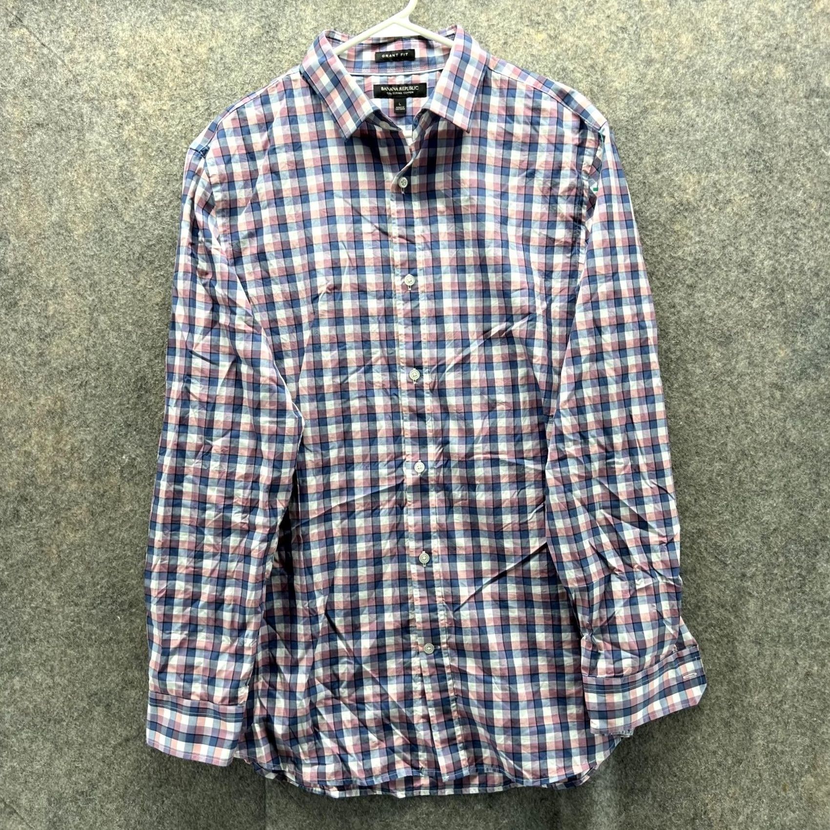 Banana Republic Banana Republic Shirt Men Large Plaid Pink Blue Button-Down Grant Fit Knit Cotton Casual Shirt Mens Regular Fit Classic Button-Up Size US L / EU 52-54 / 3 - 2 Thumbnail