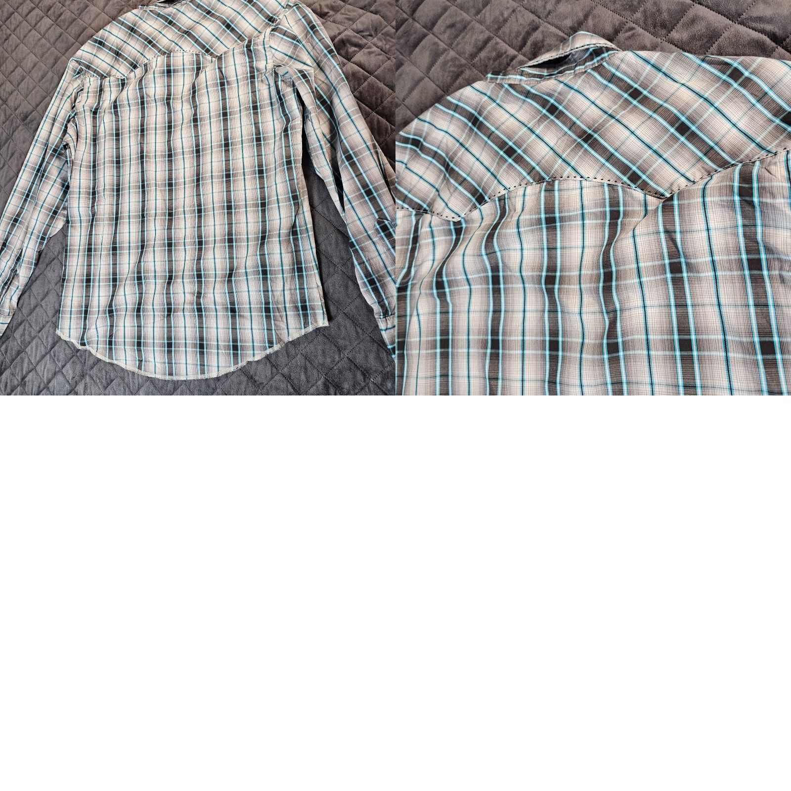 Wrangler Wrangler Button-Up Shirt Mens Large Gray Plaid Long Sleeve Western USA Snap Pearl Button Up Collared Shirt Western USA Button-Front Size US L / EU 52-54 / 3 - 8 Thumbnail