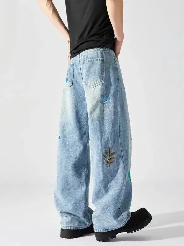 Japanese Brand Retro loose embroidered straight leg jeans Size US 32 / EU 48 - 6 Thumbnail