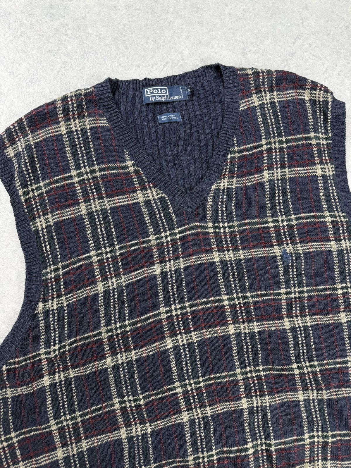 Polo Ralph Lauren Polo Ralph Lauren Plaid Knit Sweater Vest V-Neck Size XL Size US XXL / EU 58 / 5 - 4 Thumbnail
