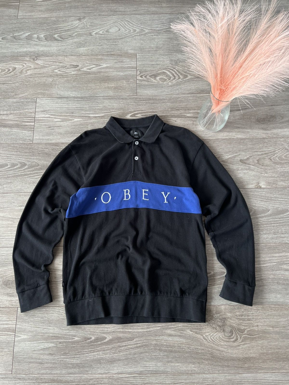 Japanese Brand × Obey ‼️Obey Worldwide Authentic Big Logo Polo Neck Long Sleeve Tee Size US S / EU 44-46 / 1 - 12 Thumbnail