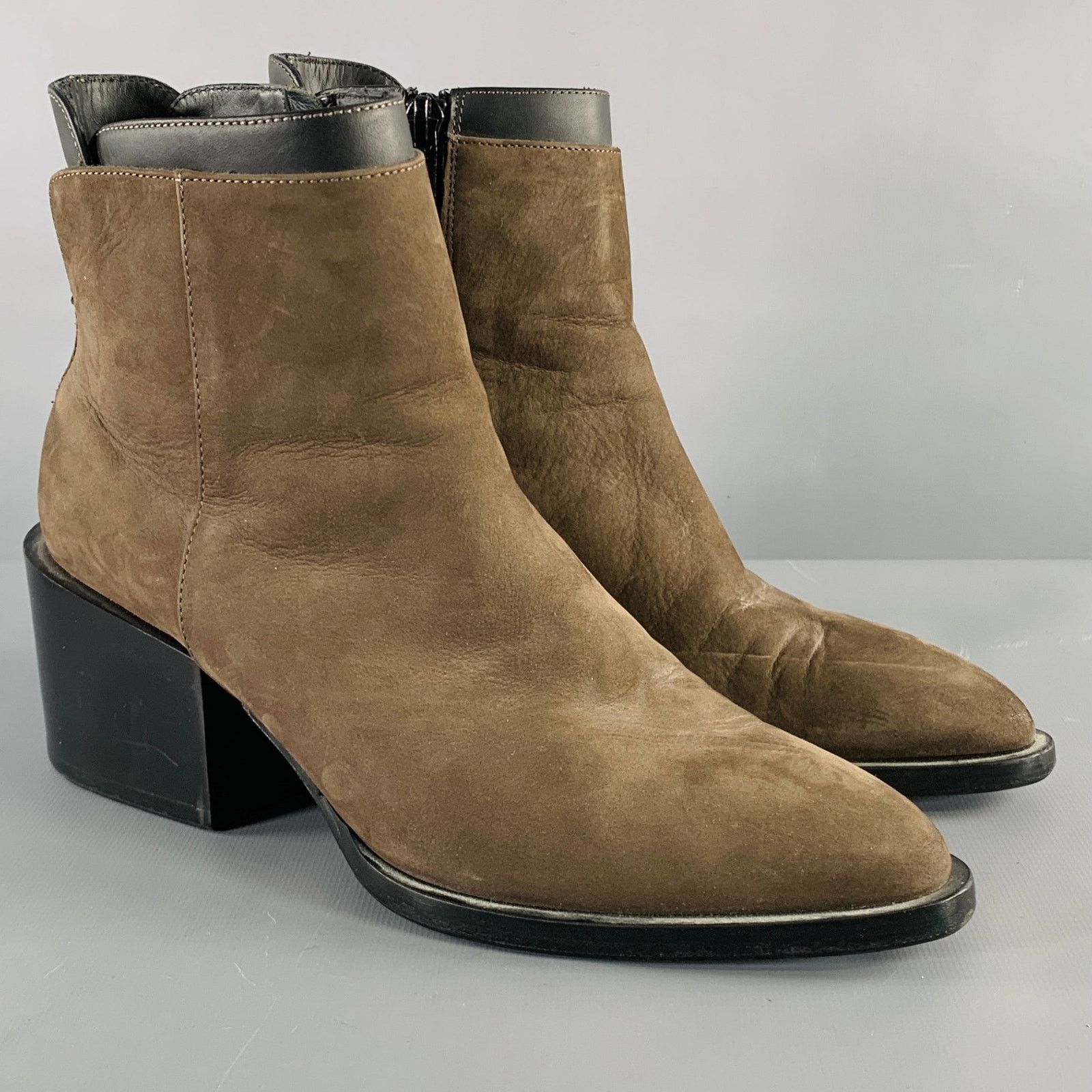 Vince VINCE Size 7.5 Grey Brown Suede Chunky Heel Boots Size US 7.5 / IT 37.5 - 1 Thumbnail