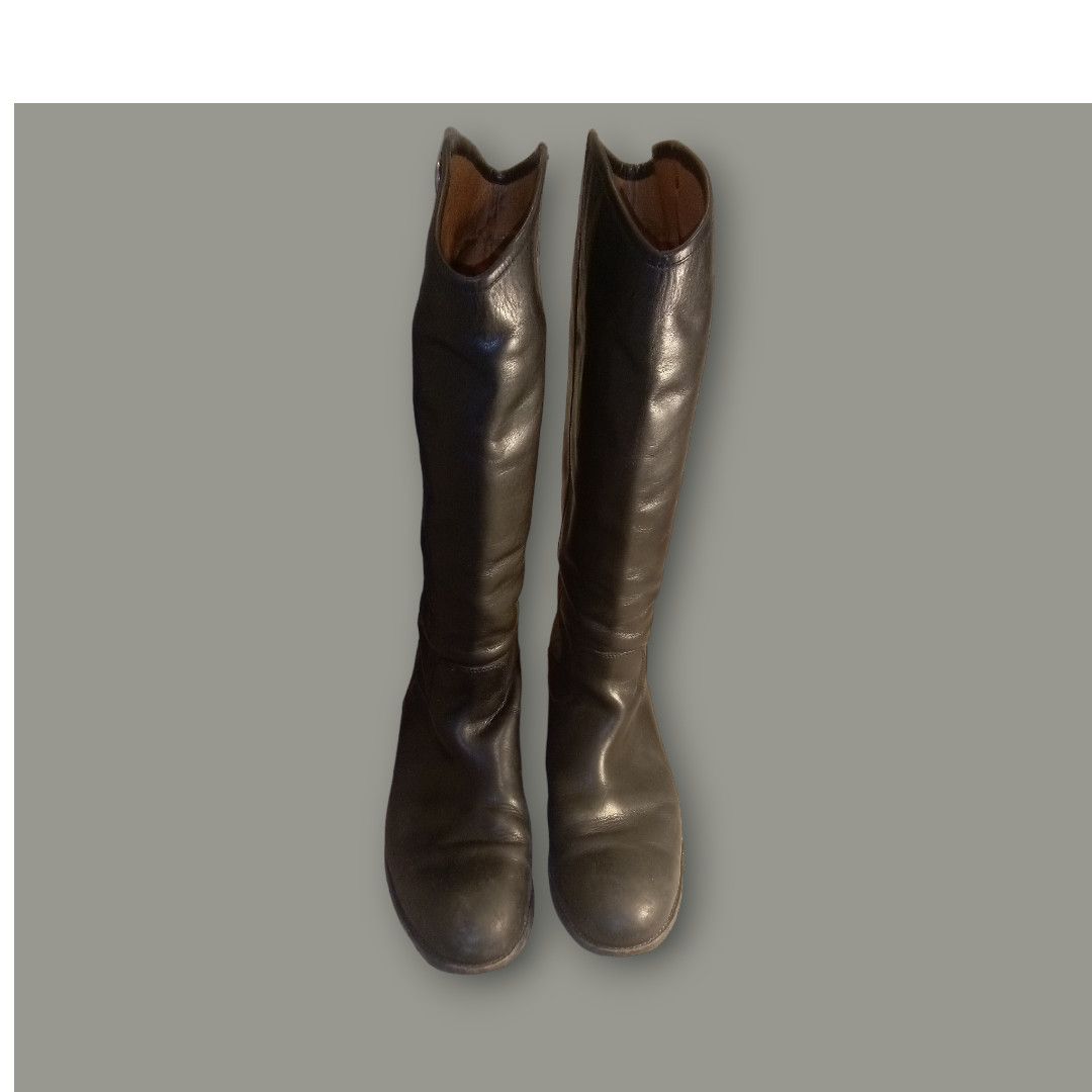 image of Frye Womens Knee Hi Boots Leather Black Size 11