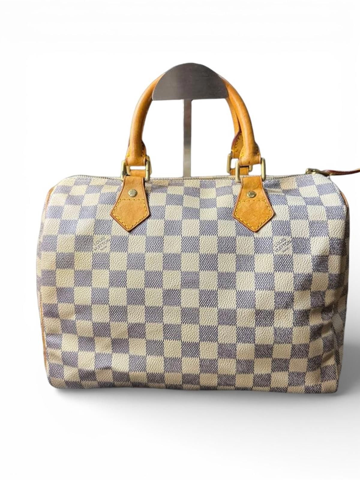 Louis Vuitton Louis Vuitton - Damier Azur Canvas Speedy 30 Satchel Bag Size ONE SIZE - 3 Thumbnail