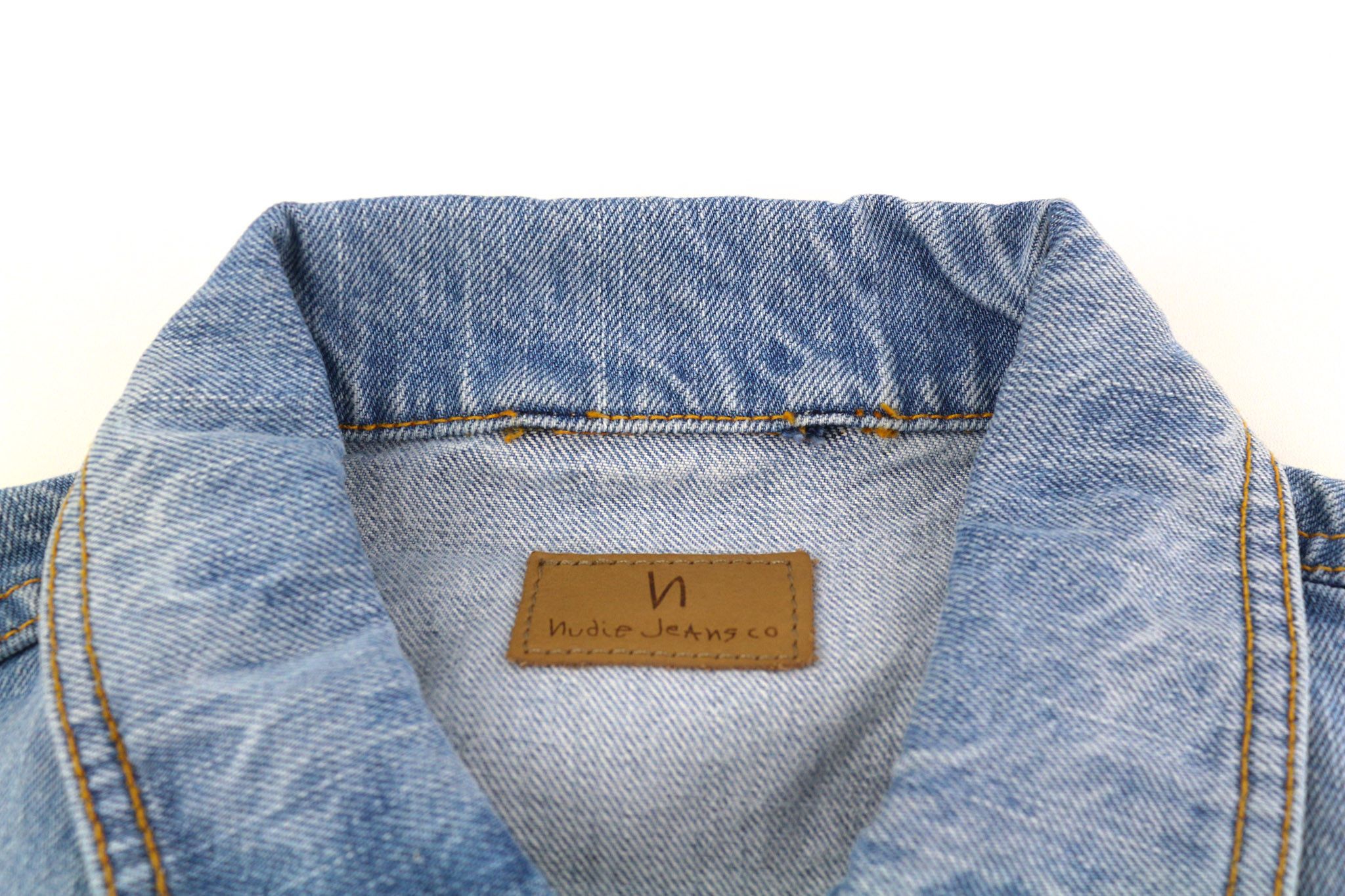 Nudie Jeans S Mid Blue Denim Polo Neck Pockets Logo Jacket 82448 Size US S / EU 44-46 / 1 - 8 Thumbnail