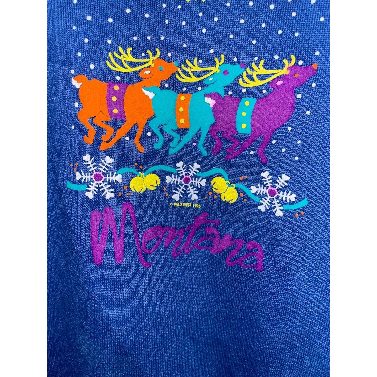 Jerzees Vintage Montana Sweatshirt Reindeer Blue Crewneck VTG 90s L Size US L / EU 52-54 / 3 - 5 Thumbnail