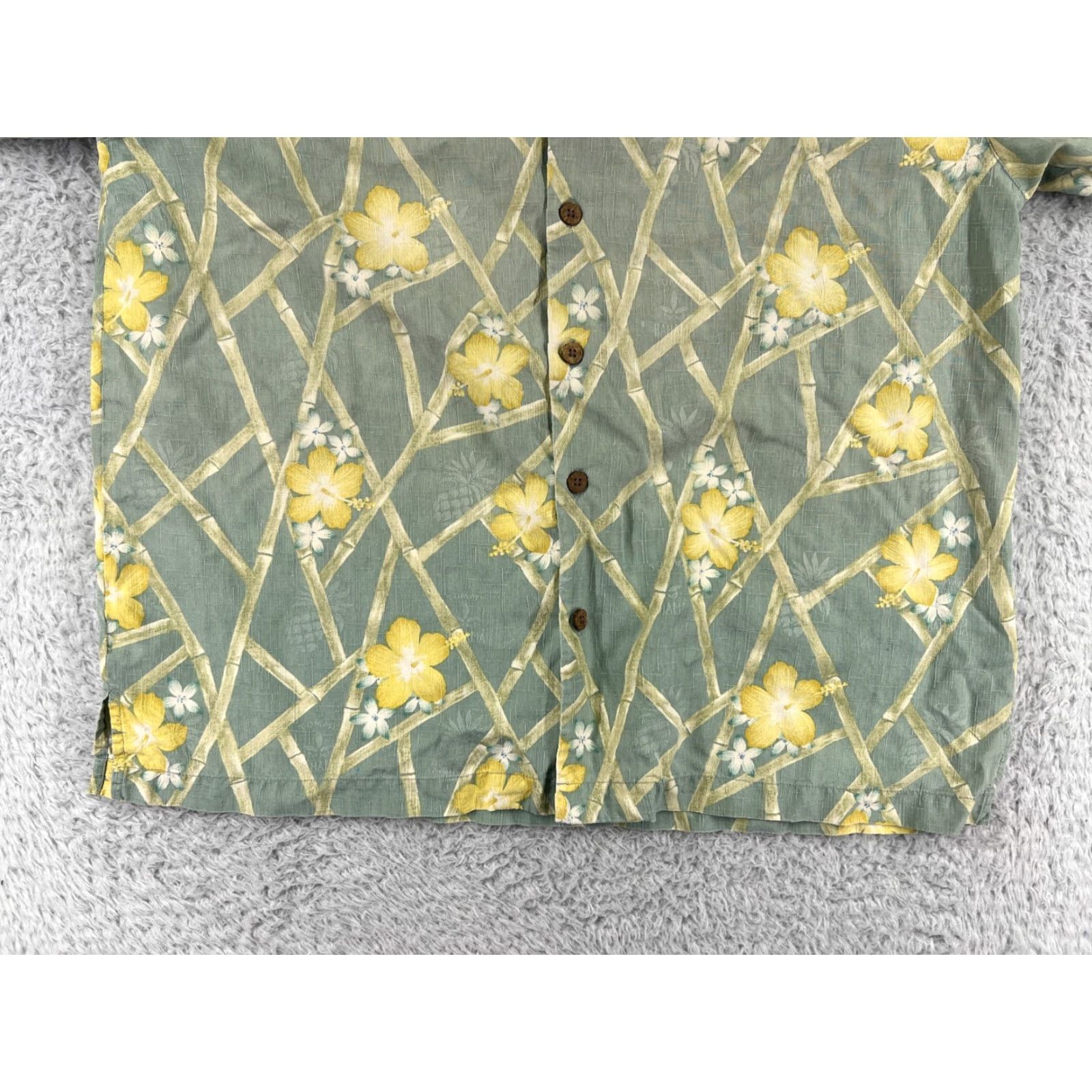 Tommy Bahama Tommy Bahama Shirt Mens Large Green Bamboo Floral Hibiscus Pineapple Hawaiian Size US L / EU 52-54 / 3 - 6 Thumbnail