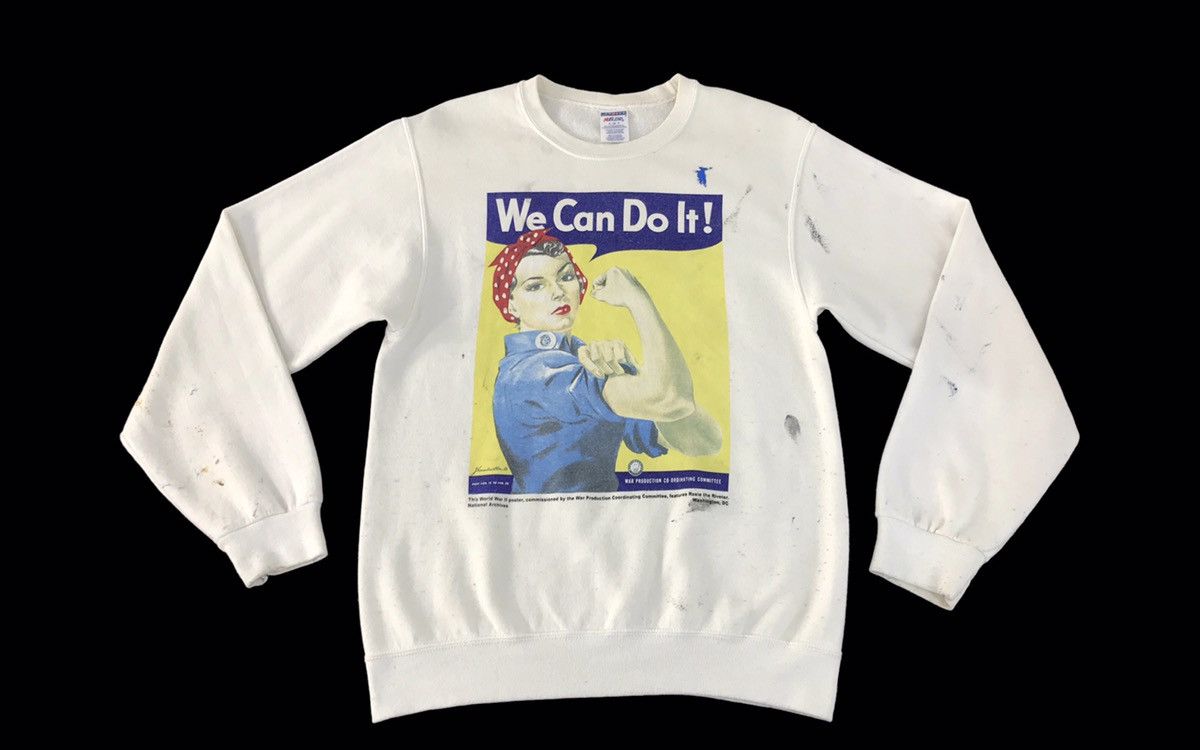 Jerzees × Vintage Vintage Sweatshirt Rosie The Riveter World War 2 Poster Size US M / EU 48-50 / 2 - 1 Thumbnail