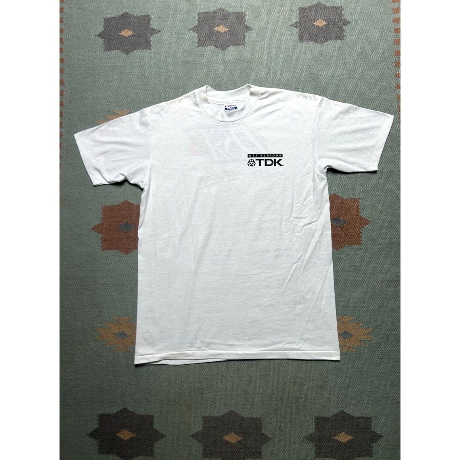 Hanes VINTAGE 80s Hanes T-Shirt graphic TDK cassette tape promo get serious large Mens Size US L / EU 52-54 / 3 - 3 Thumbnail