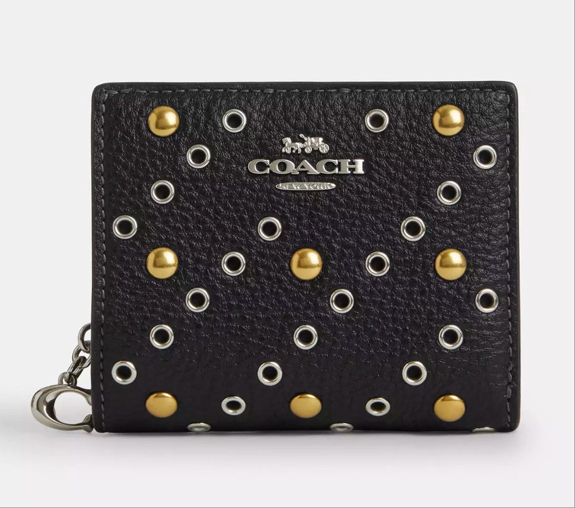 Coach NWT Coach CCL78 Snap Wallet With Rivets Silver/Black Multi Size ONE SIZE - 7 Thumbnail