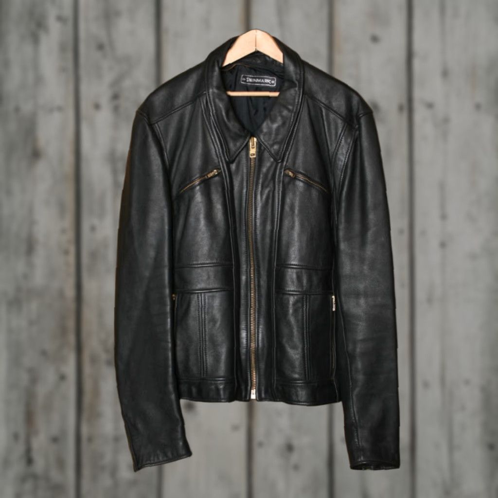 Vintage VINTAGE Steinmark Black Leather Motorcycle Jacket Mens Sz. 52 Regular Size 52 - Missing Liner - Mens Leather Motorcycle Jacket Black Bau Size US L / EU 52-54 / 3 - 1 Thumbnail