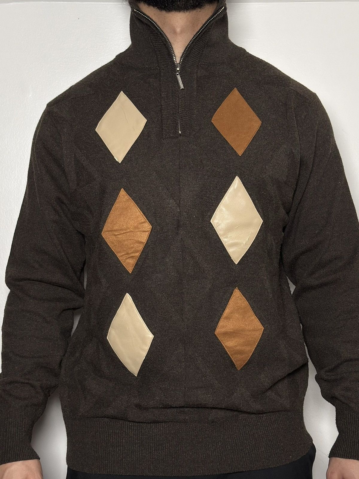 Stacy Adams Stacy Adams Brown Argyle Quarter-Zip Sweater | Men’s Medium Size US M / EU 48-50 / 2 - 3 Thumbnail