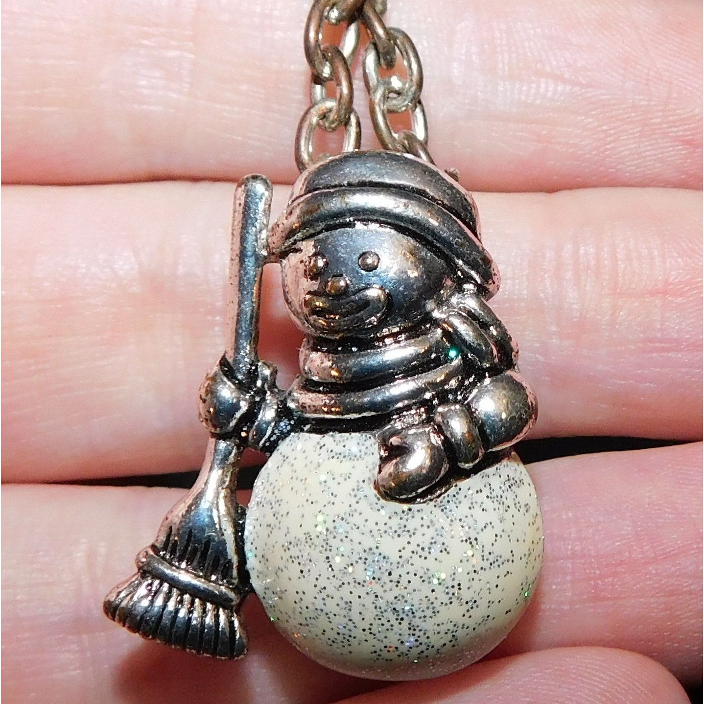 Other Vintage Silver Glitter Snowman Necklace/Brooch Size ONE SIZE - 1 Thumbnail