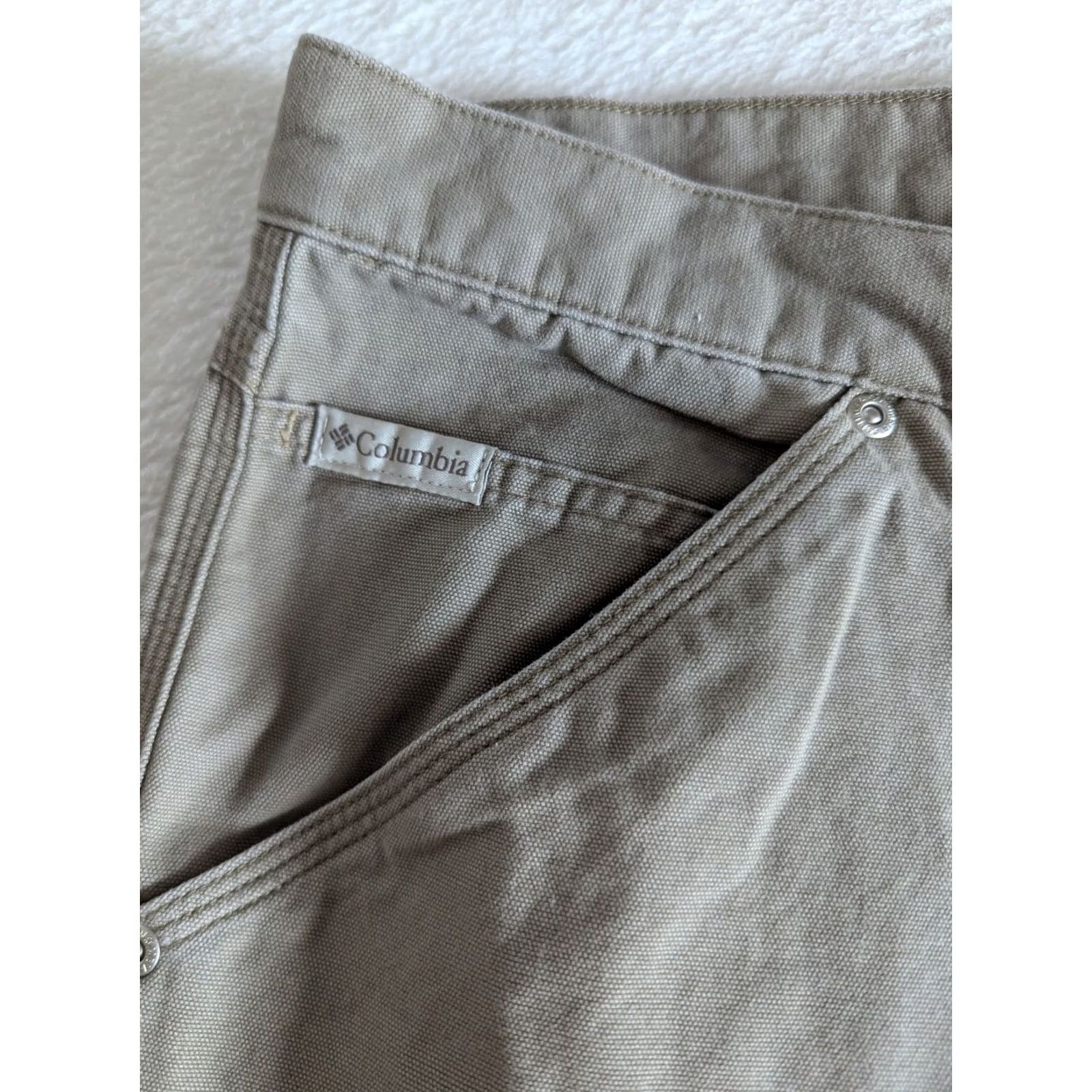 Vintage Columbia Pants Men Sz 40 Tan Carpenter Wide Leg Work Wear Hammer Loop Straight Inseam 30 Brown Front Flat Front Regular Mens Size US 40 / EU 56 - 4 Thumbnail