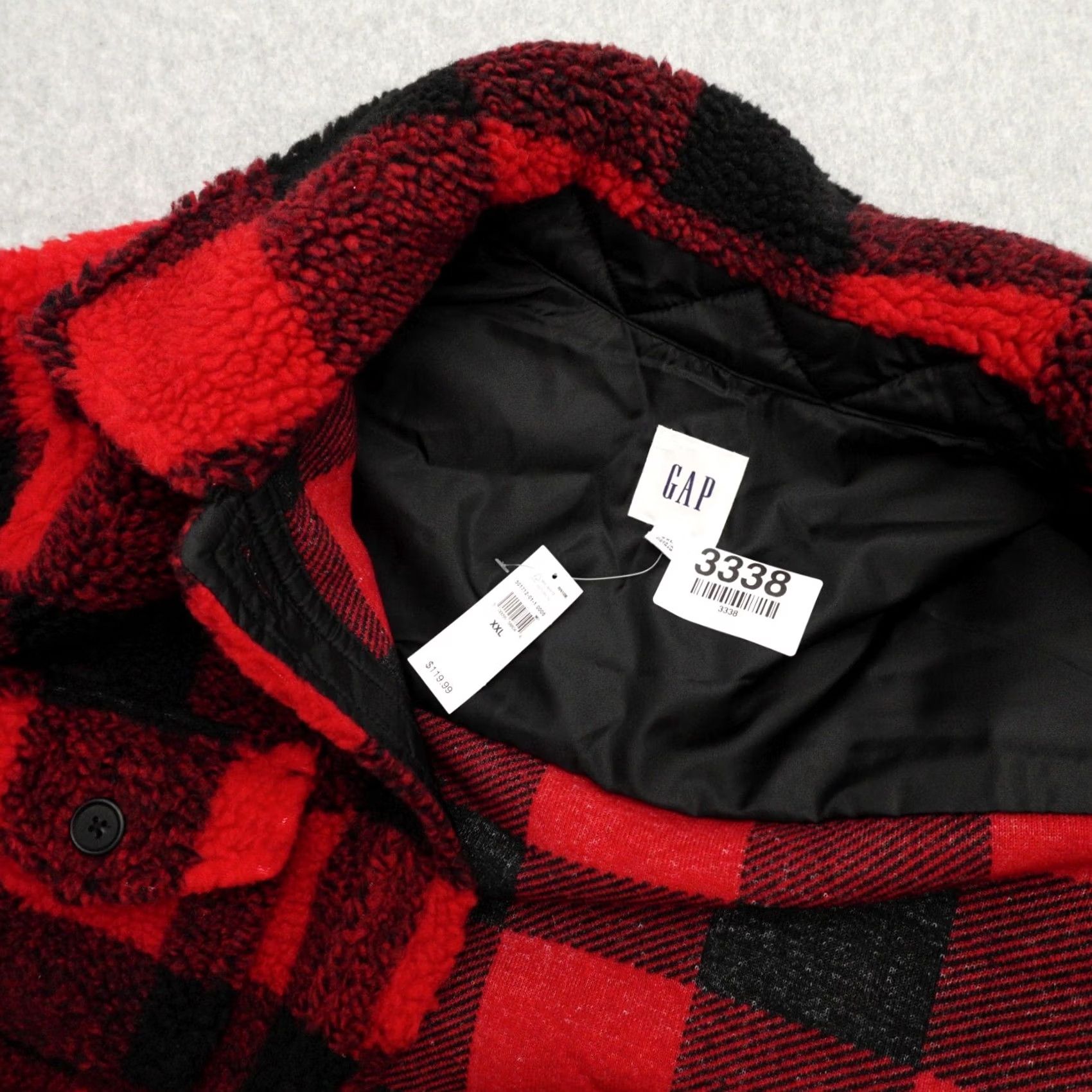 Gap GAP Womens Jacket 2XL Plaid Fleece Red Black Pockets Size XXL / US 16-18 / IT 52-54 - 3 Thumbnail