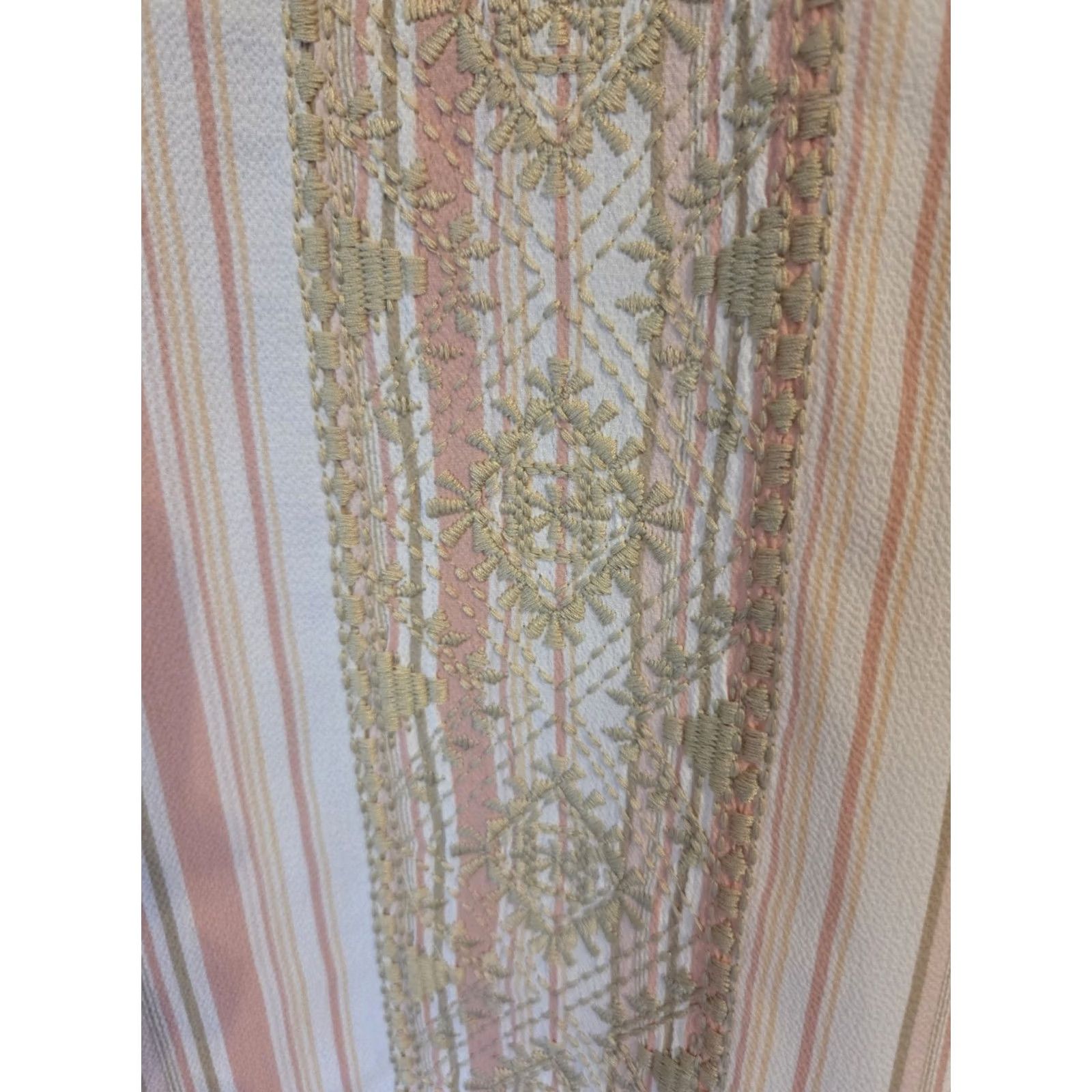 Vintage Ruby Rd Woman Pink White Stripe Embroidered Top Shirt Boho 2X Size XXL / US 16-18 / IT 52-54 - 3 Thumbnail