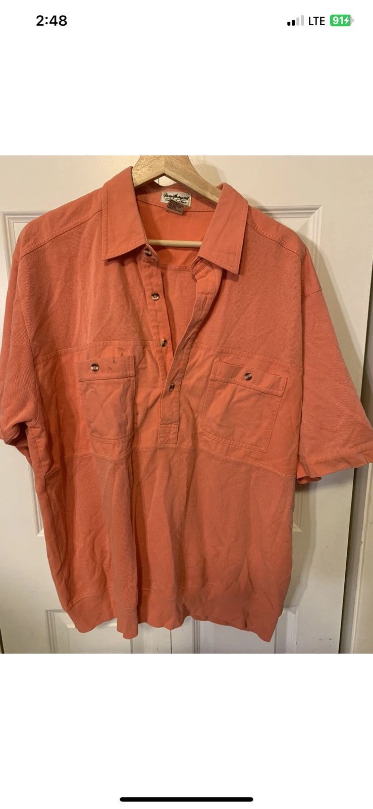 Norm Thompson Vtg Norm Thompson mens sz XL orange button shirt polo Size US XL / EU 56 / 4 - 3 Thumbnail