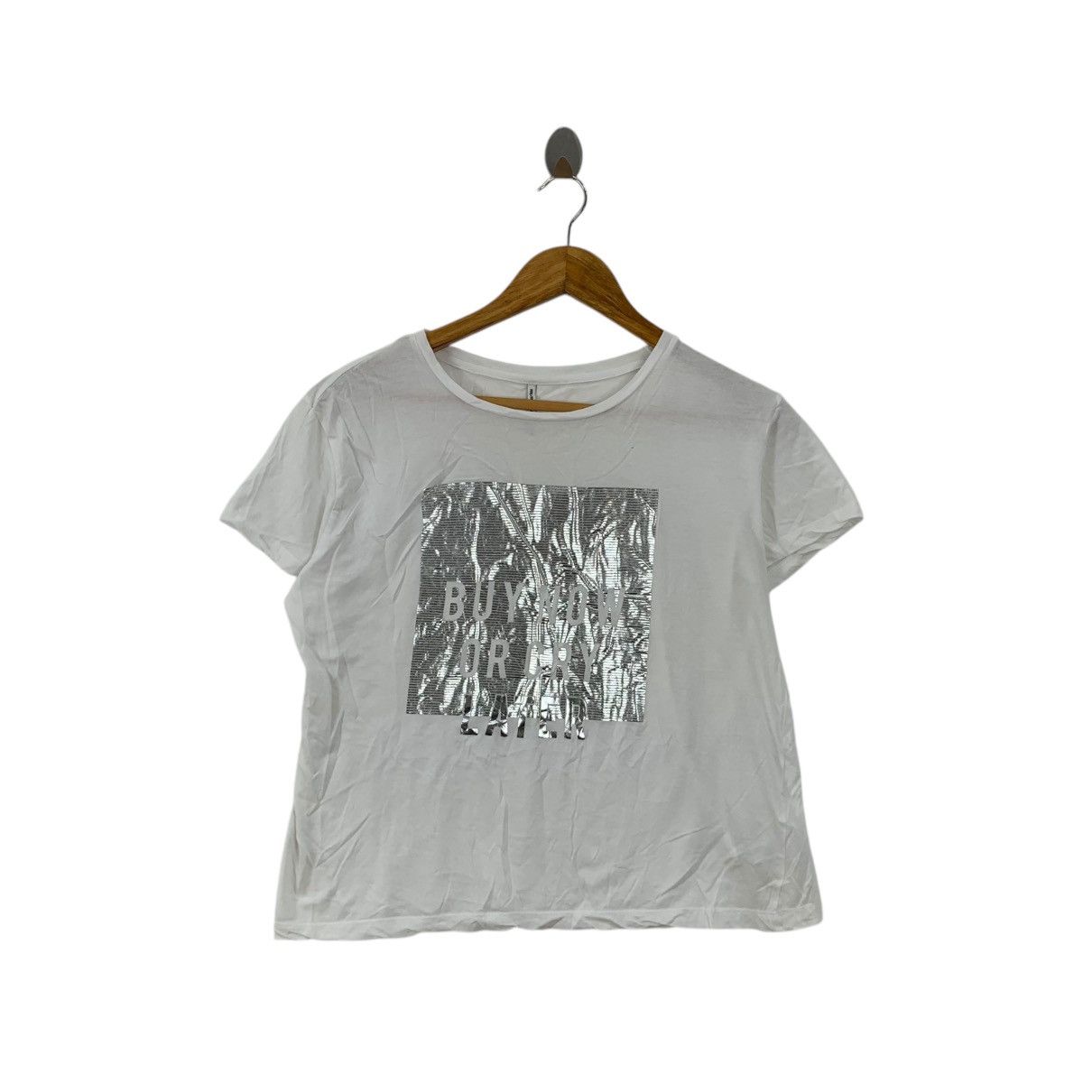 Stradivarius STRADIVARIUS BUY NOW Or Cry Later Reflective Tee Shirt Size M / US 6-8 / IT 42-44 - 1 Thumbnail