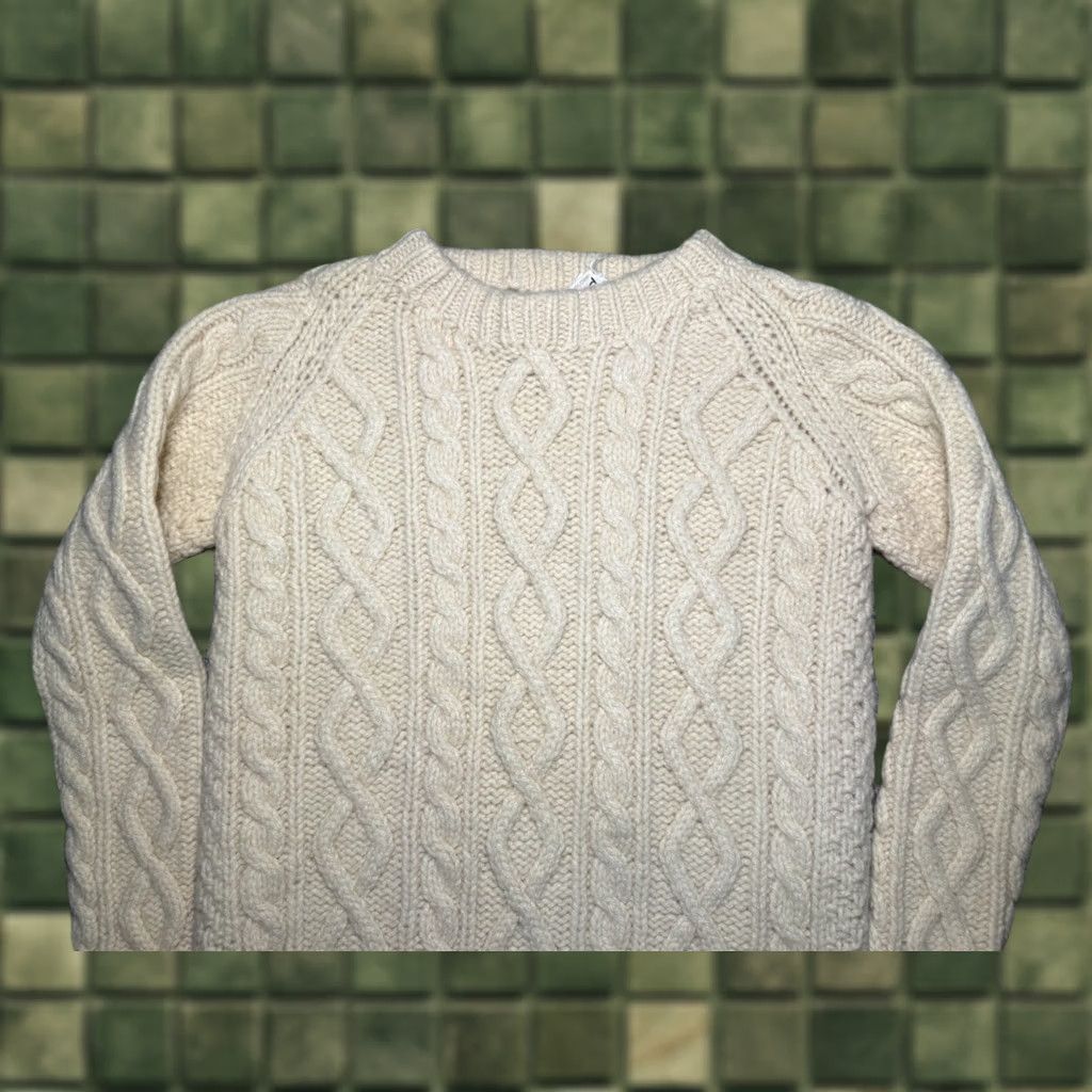 Vintage VINTAGE Dino Pisani Womens Sweater XL Beige Made In Italy Hand Knit Cable Fisherman Thick Wool Pullover 1960s Size XL / US 12-14 / IT 48-50 - 1 Thumbnail