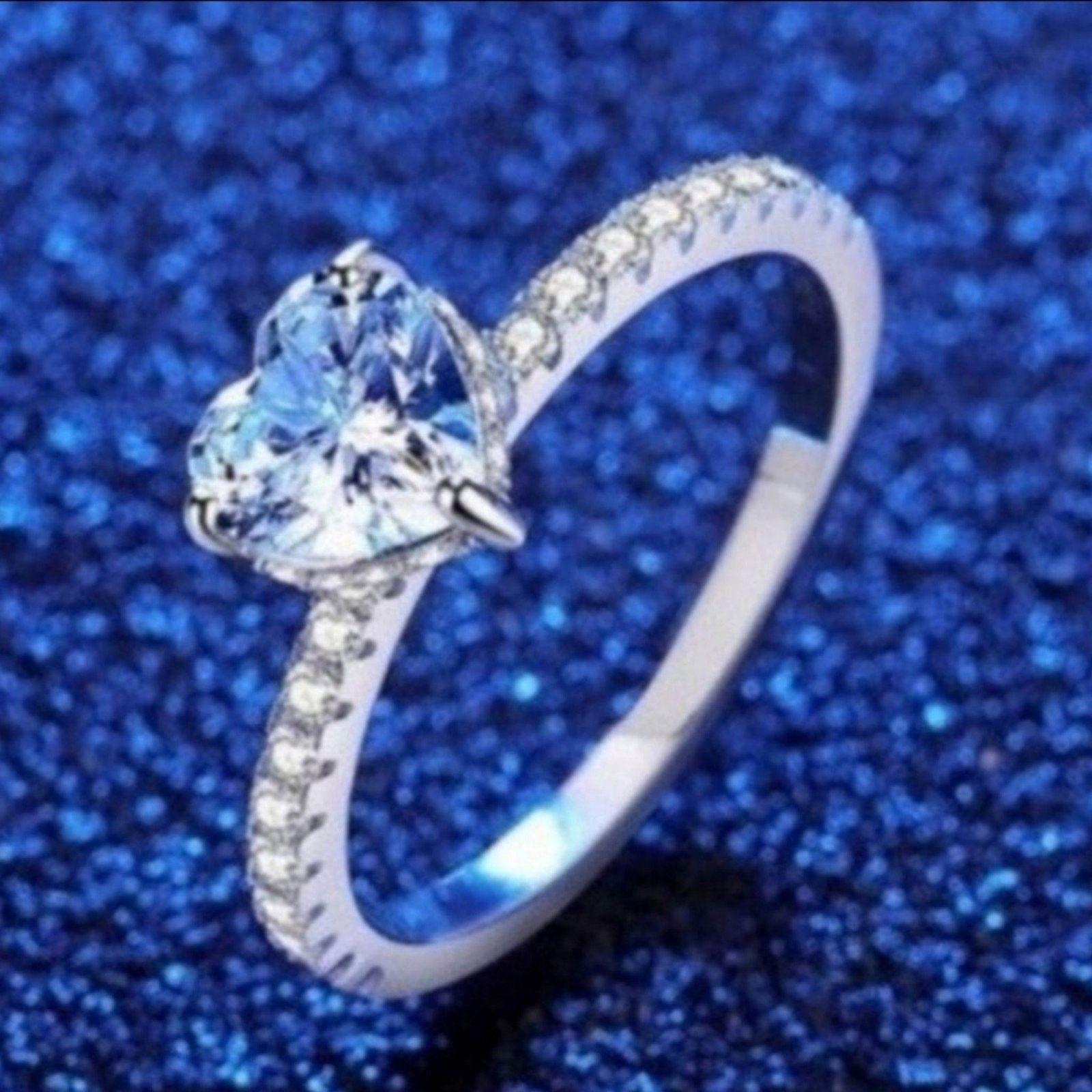 Other Moissanite Heart Ring Hidden Halo CZ Sterling Silver 6 NWT Size ONE SIZE - 13 Thumbnail