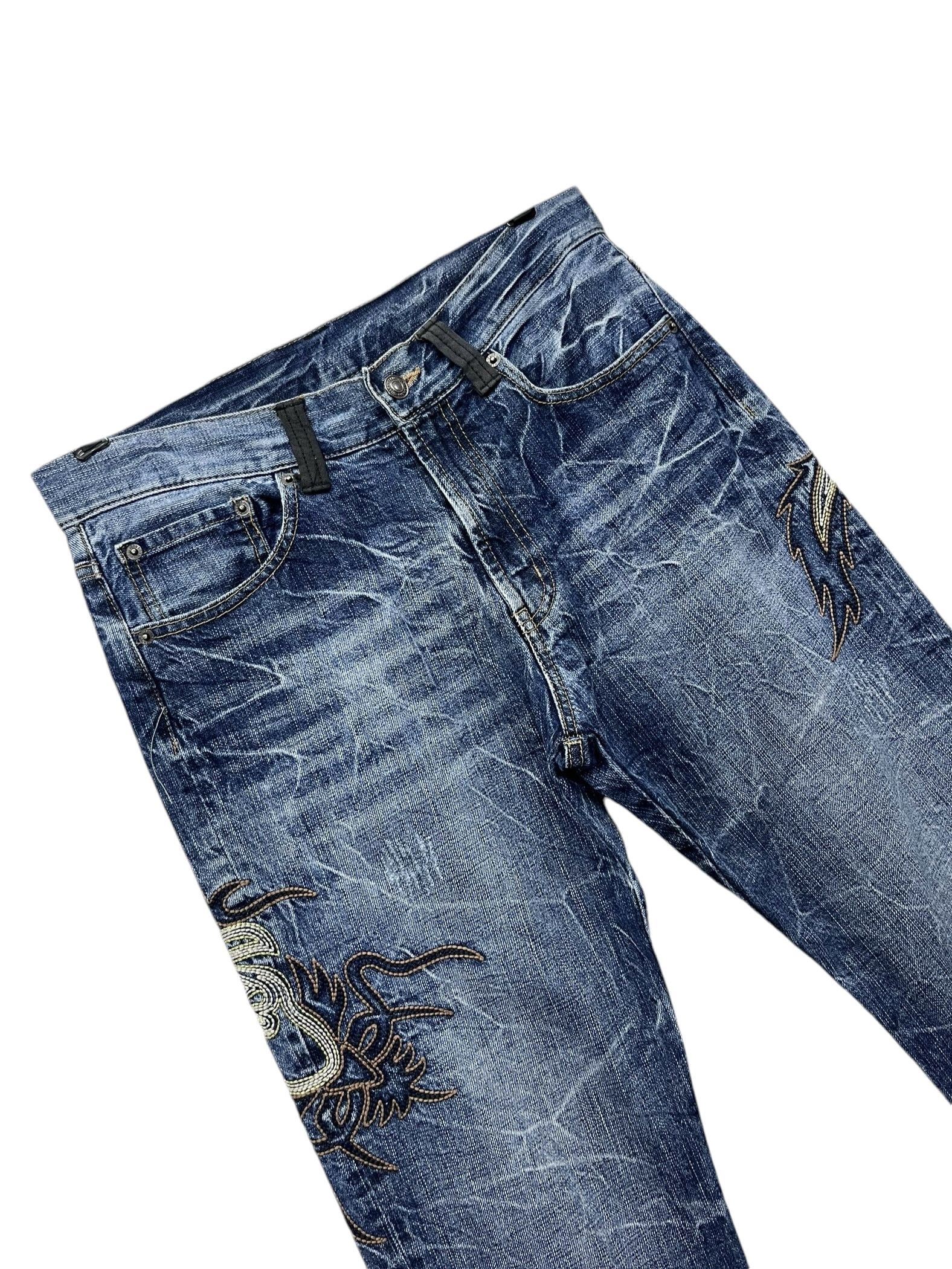 Tribal Streetwear Vintage Punk Tribal Embroidery Tattoo Studded Clawmark Flare Size US 31 - 5 Thumbnail
