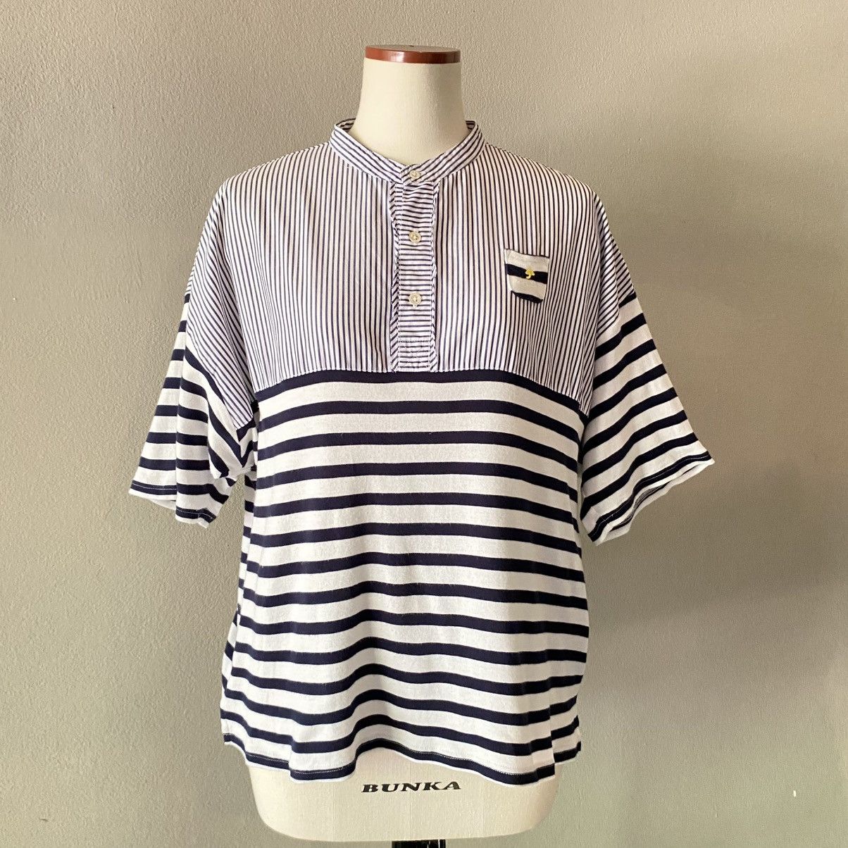 Frapbois FRAPBOIS Striped Mix Band Collar Shirt Size XL / US 12-14 / IT 48-50 - 12 Thumbnail