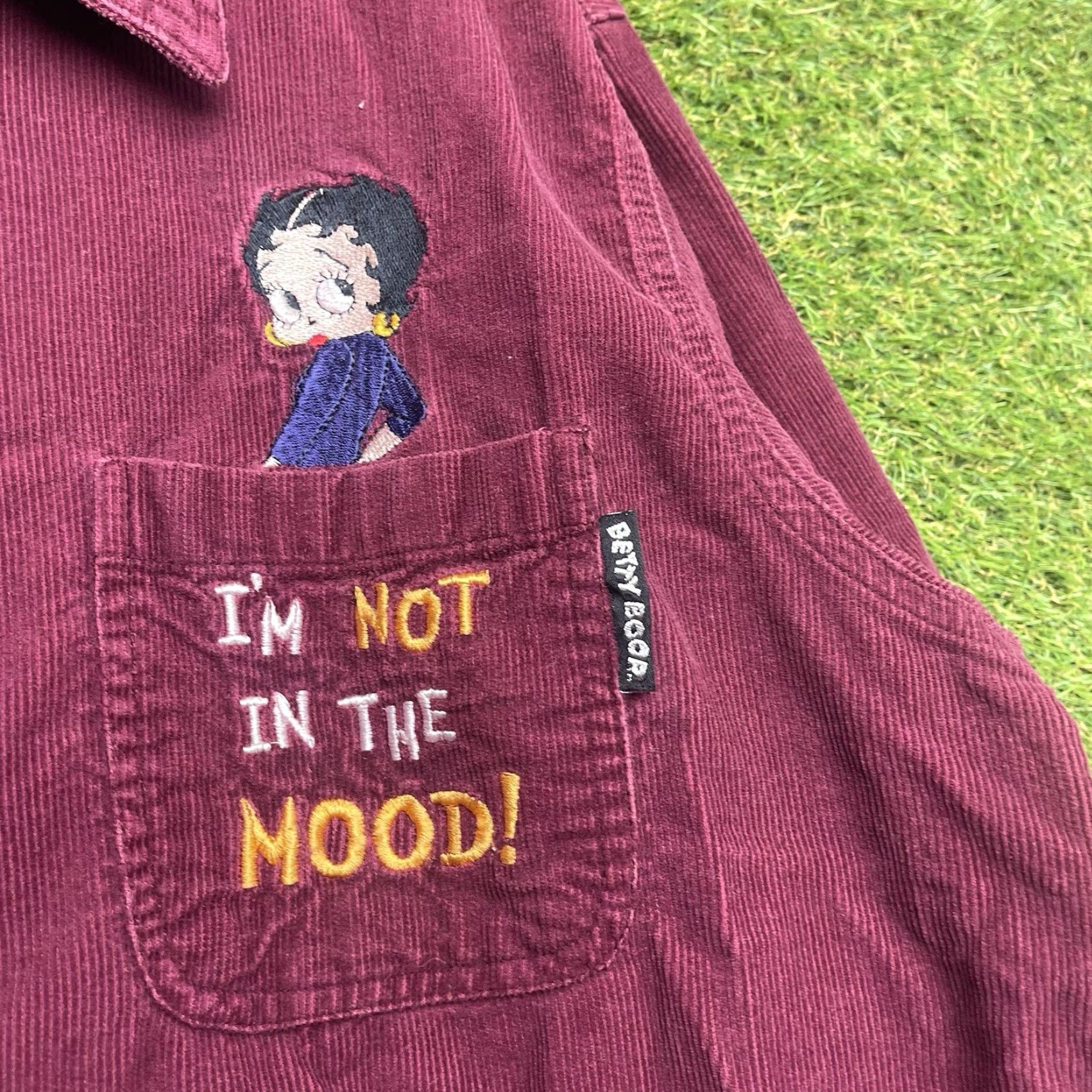 Vintage VINTAGE Betty Boop Shirt Womens 14/16 Burgundy Corduroy Button Down Long Sleeve Size XL / US 12-14 / IT 48-50 - 3 Thumbnail