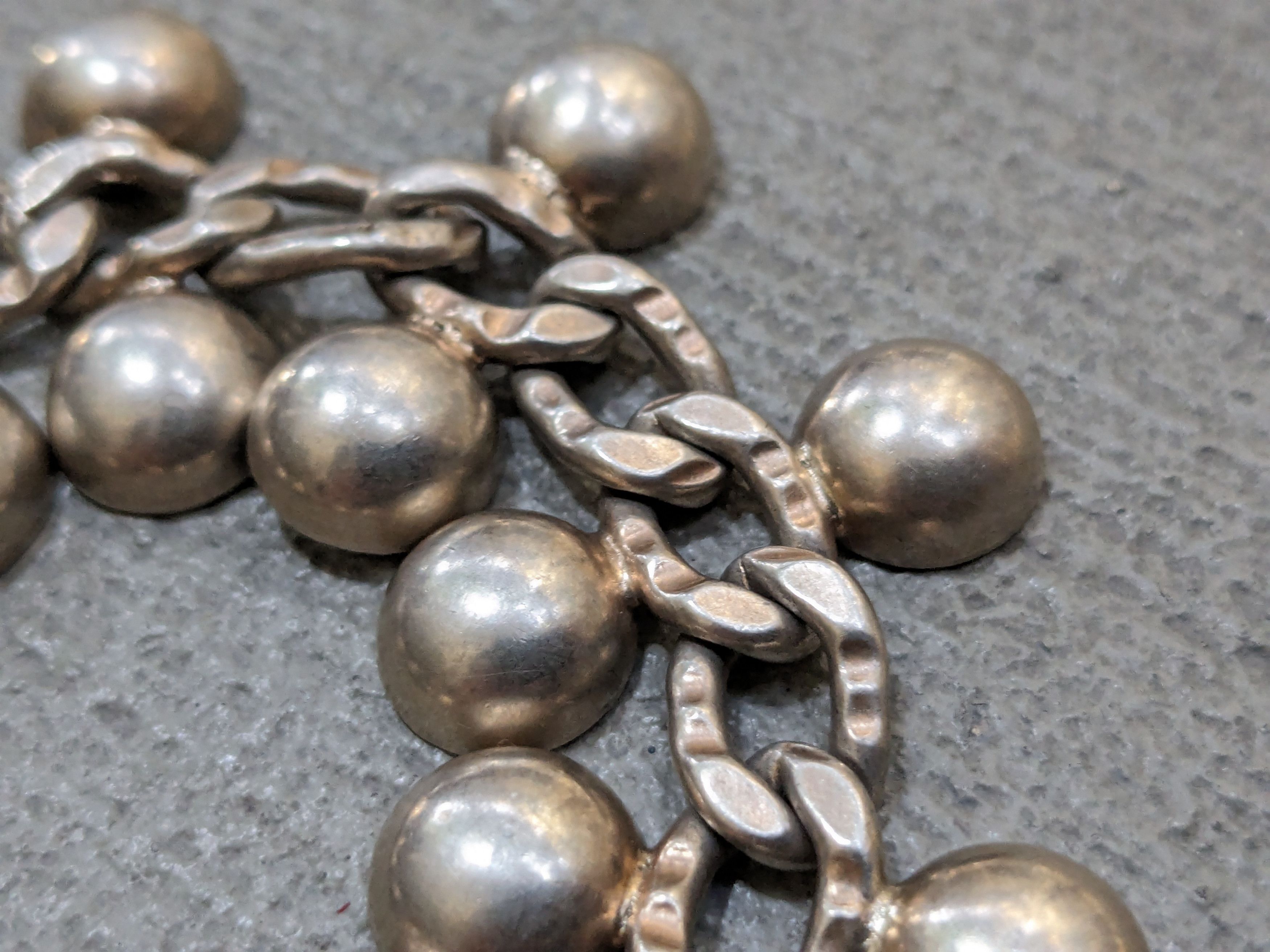 Jewelry Vintage Sterling Silver Bracelet Cuban Chain Charm Link Size ONE SIZE - 5 Thumbnail