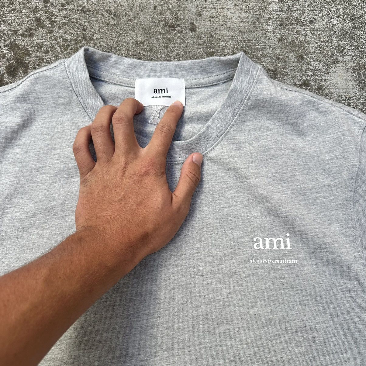 AMI Heather Gray AMI Alexandre Mattiussi Cotton Short Sleeve Tee Size US L / EU 52-54 / 3 - 2 Thumbnail