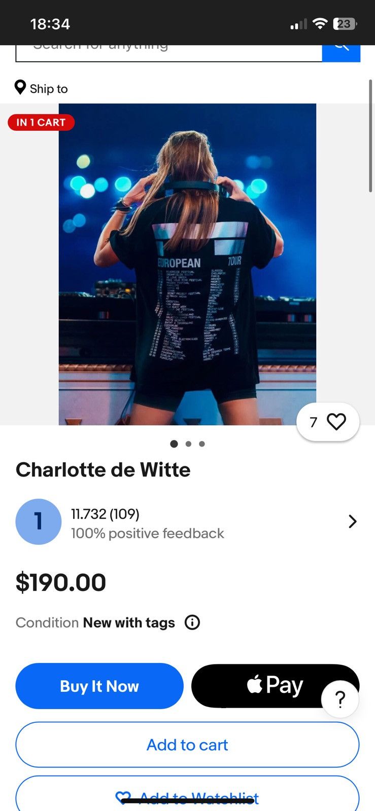 Band Tees Charlotte de Witte's European summer tour '22 Very Rare Tee Size US L / EU 52-54 / 3 - 12 Thumbnail