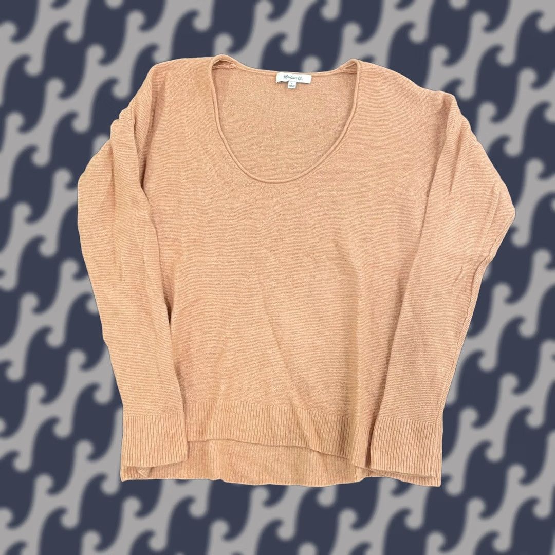 Madewell Madewell Sweater Shirt Pullover S Women Dolman Knit Waffle-Knit Merino Wool Blend Pink Scoop Neck Seasonal Casual Size S / US 4 / IT 40 - 1 Thumbnail