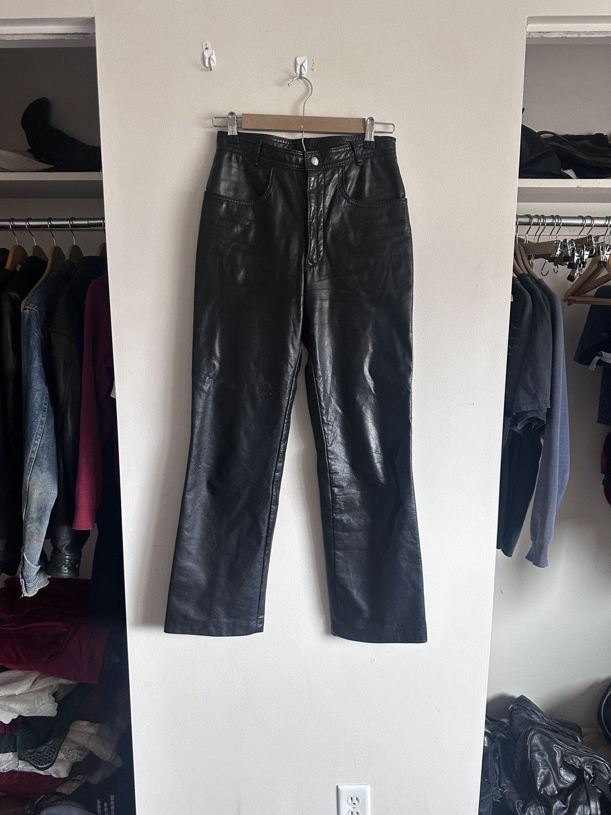 Leather × Vintage Vintage 00’s Black Leather Pants Size 28" / US 6 / IT 42 - 2 Thumbnail