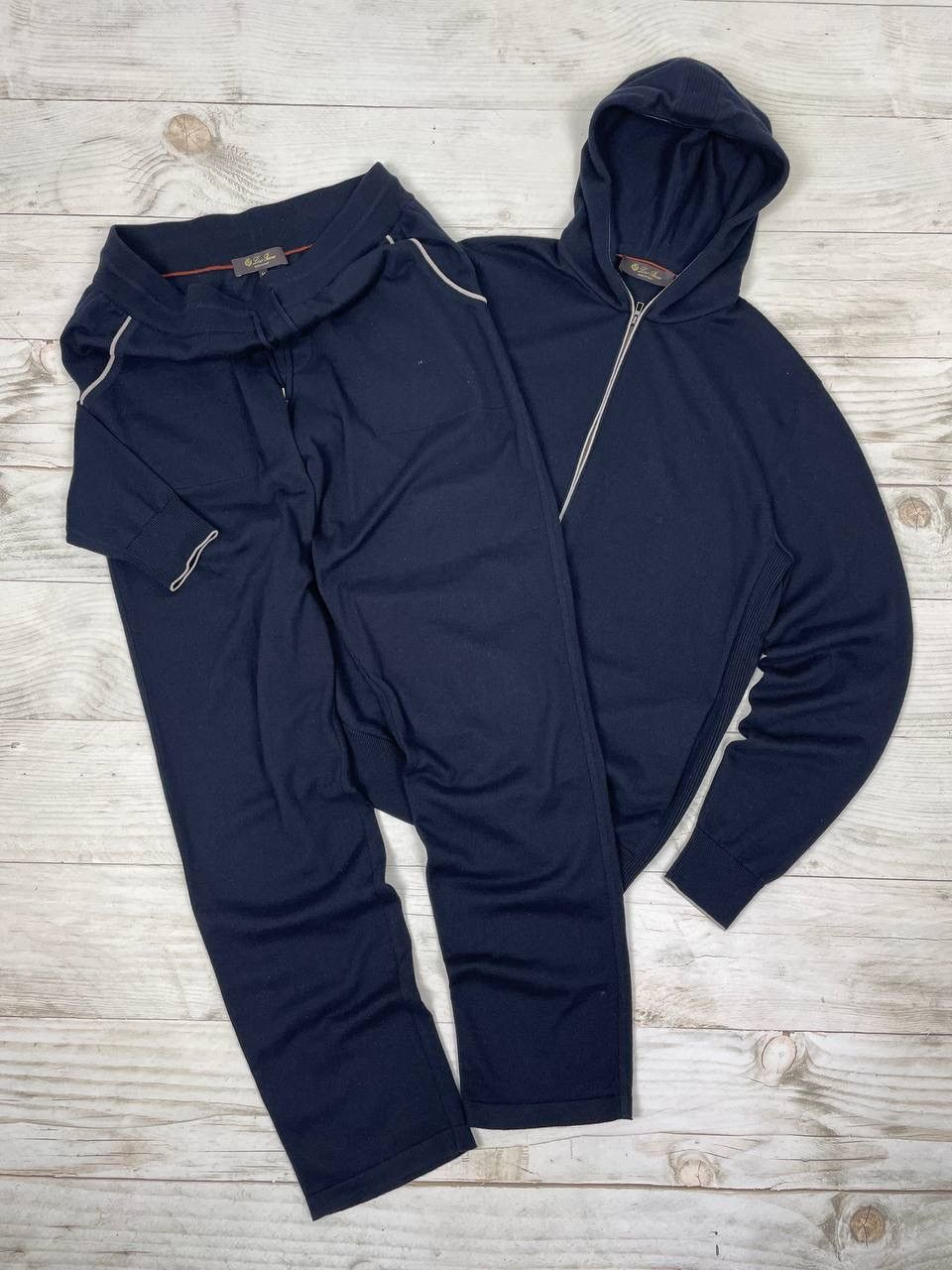 Loro Piana Tracksuit Cashmere Zip Hoodie Pants Blue