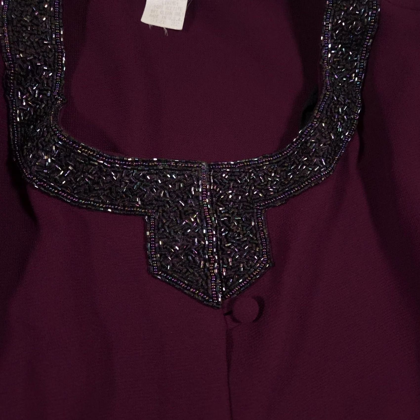 Vintage VINTAGE Julian Wilder Shirt Womens 22 Purple Beaded Collar Long Sleeve Button Up Elegant Blouse - Ladies Formal Party Cocktail Shirt Size 3XL / US 20-22 - 4 Thumbnail